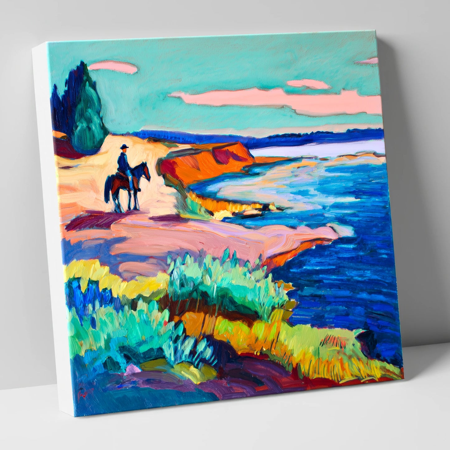Vivid Coastal Hack beach horse canvas wall art