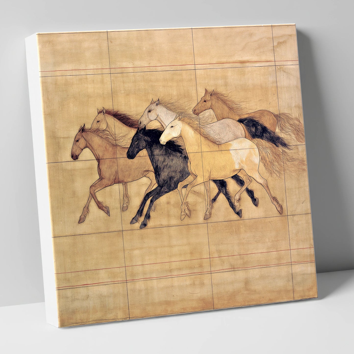 Classical Herd Study wild horses canvas wall art