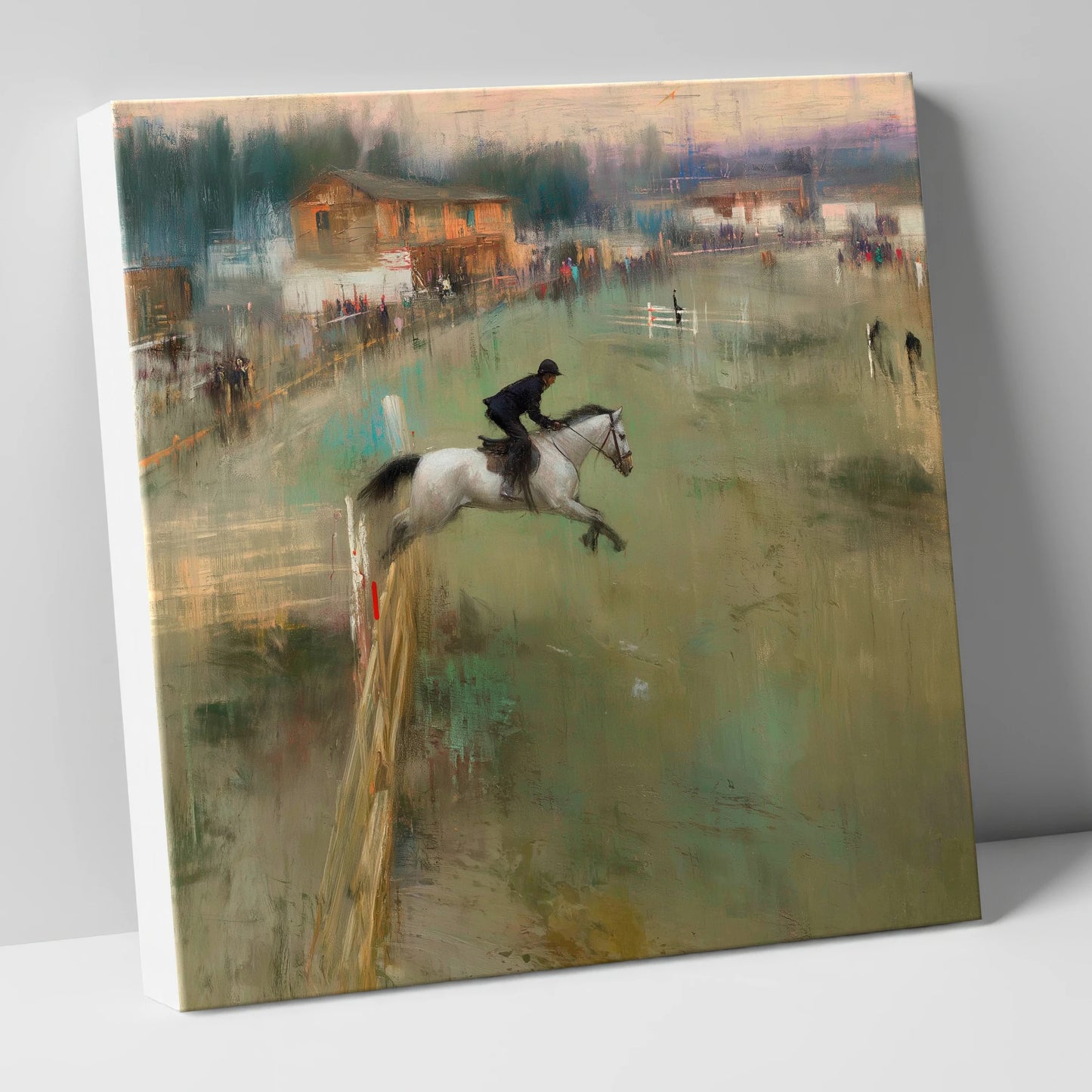 Clearing the Timber show jumping horse canvas wall art