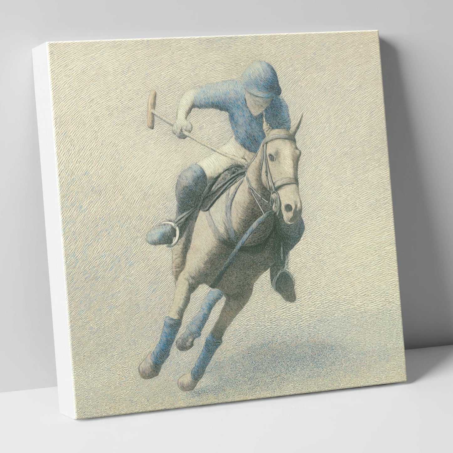 The Slate Blue Chukka polo horse canvas wall art