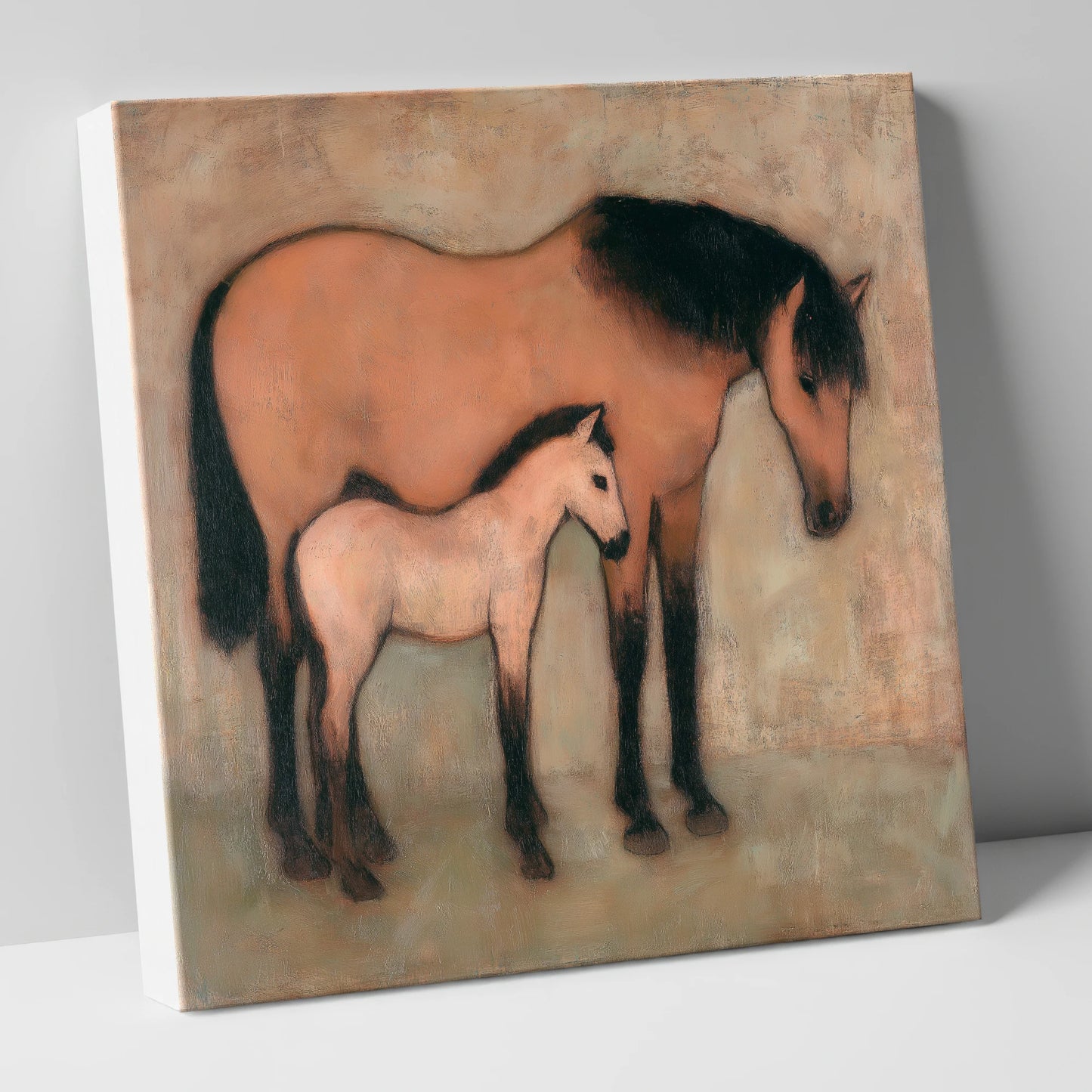 Earthen Bond mare & foal canvas wall art