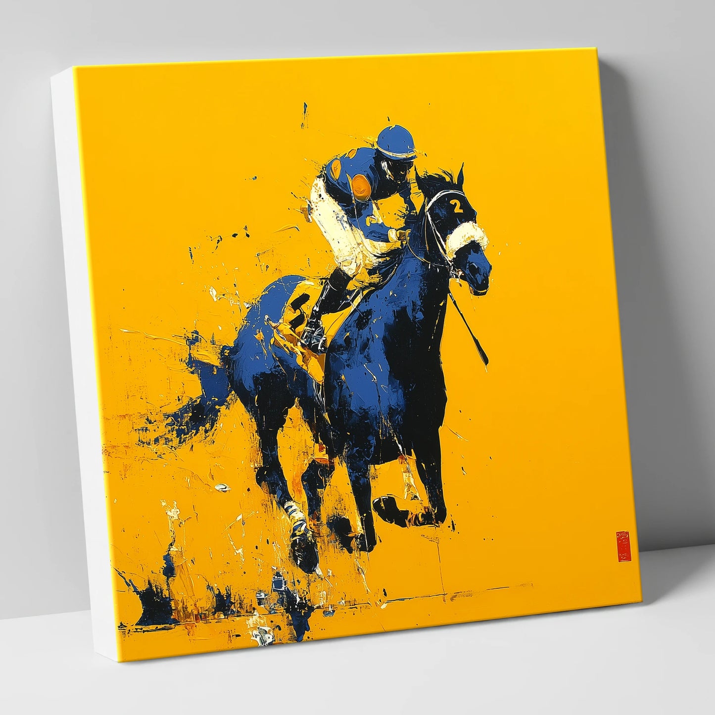 Cobalt Gallop racing horse canvas wall art