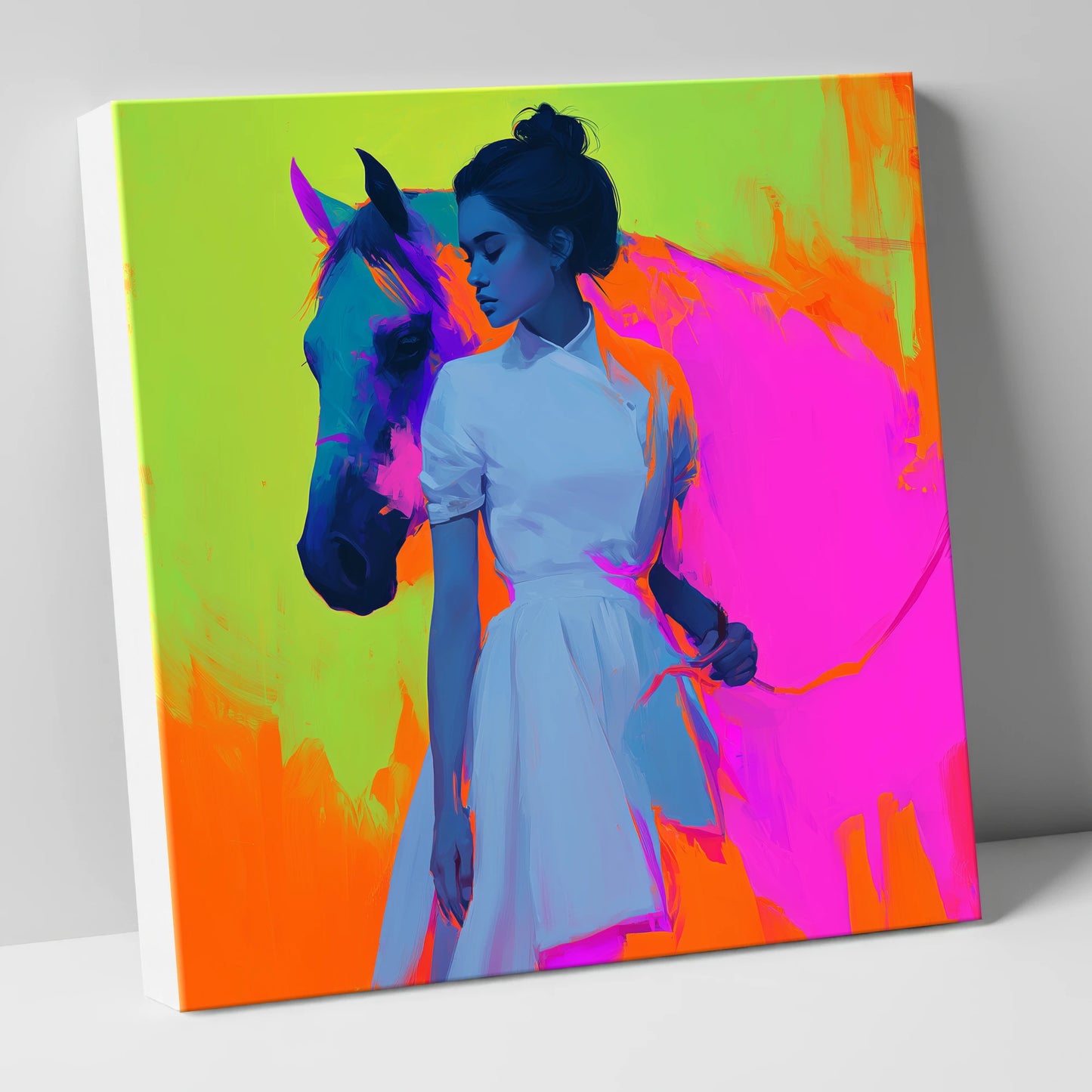 Electric Connection horse & rider canvas wall art