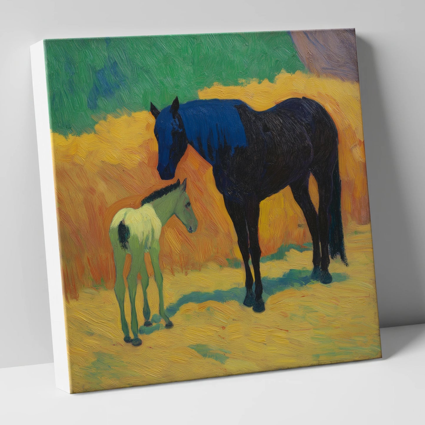 Radiant First Steps mare & foal canvas wall art