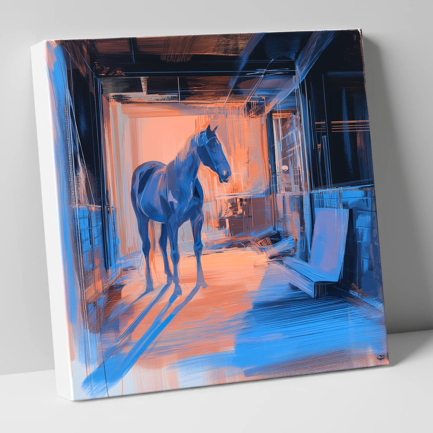The Quiet Aisle horse stable canvas wall art