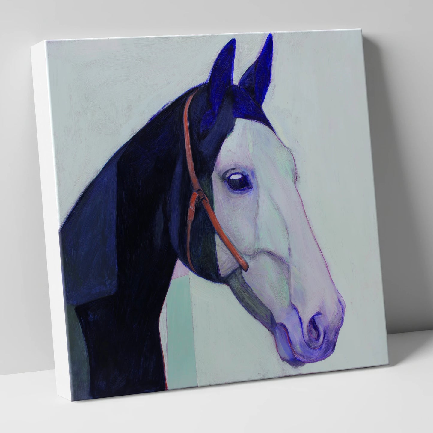 Indigo and Ice horse portrait canvas wall art