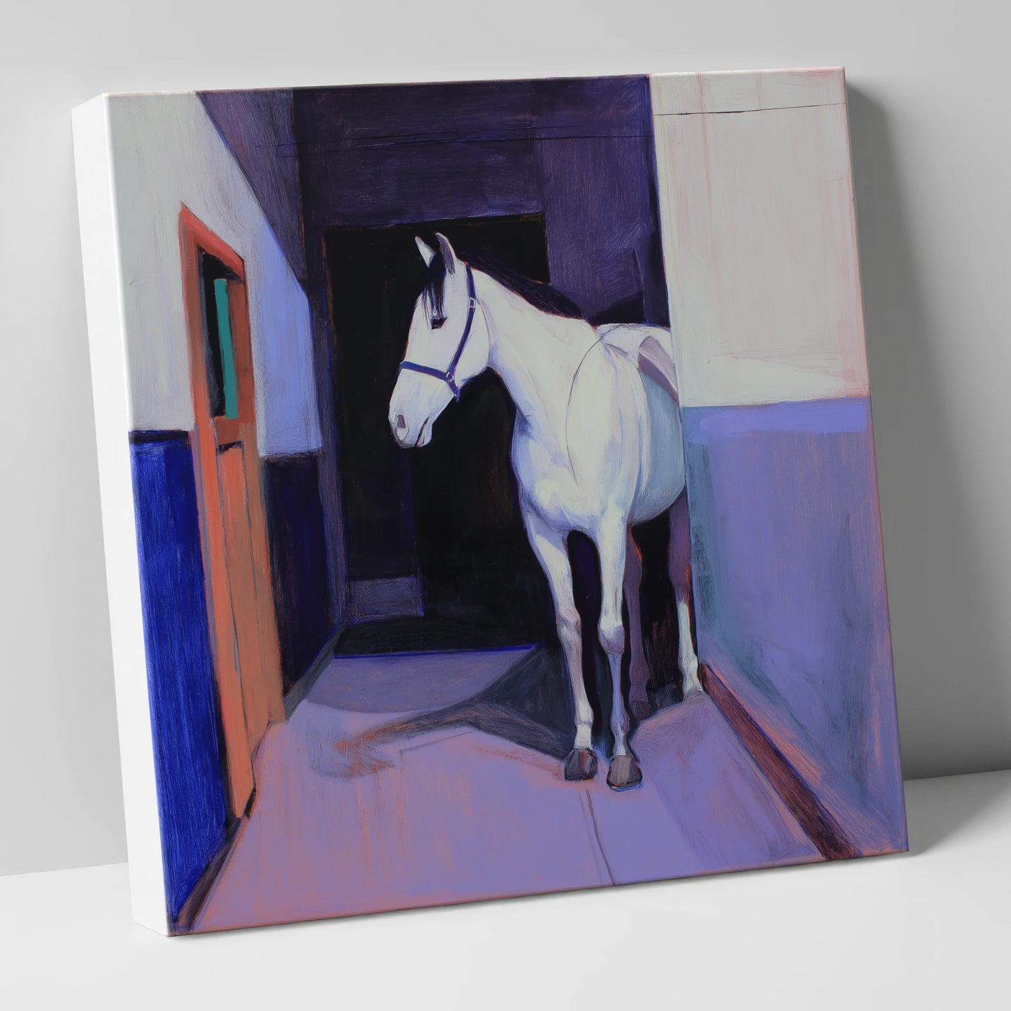 Twilight Stable Solitude horse stable canvas wall art