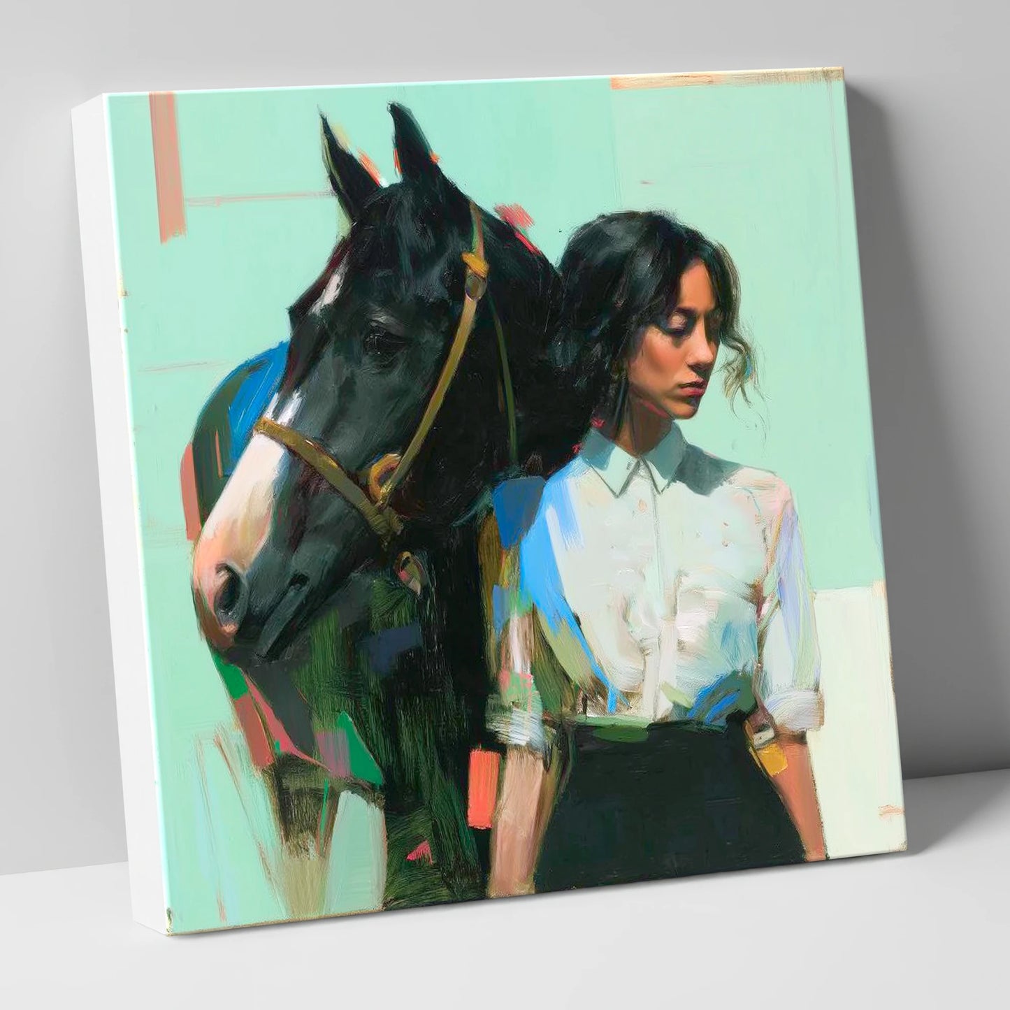 The Shared Silence horse & rider canvas wall art