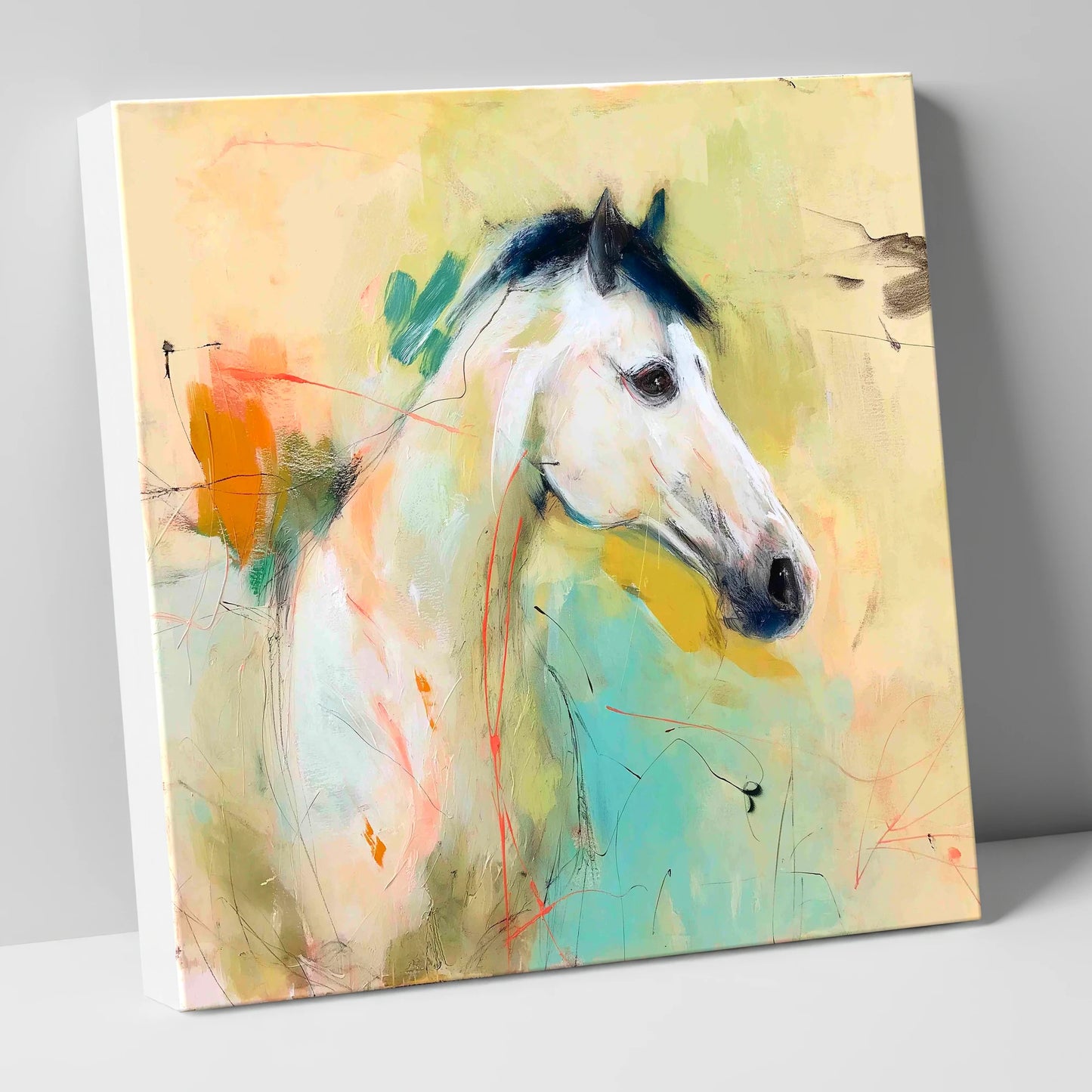 Gestural Grey Portrait horse portrait canvas wall art