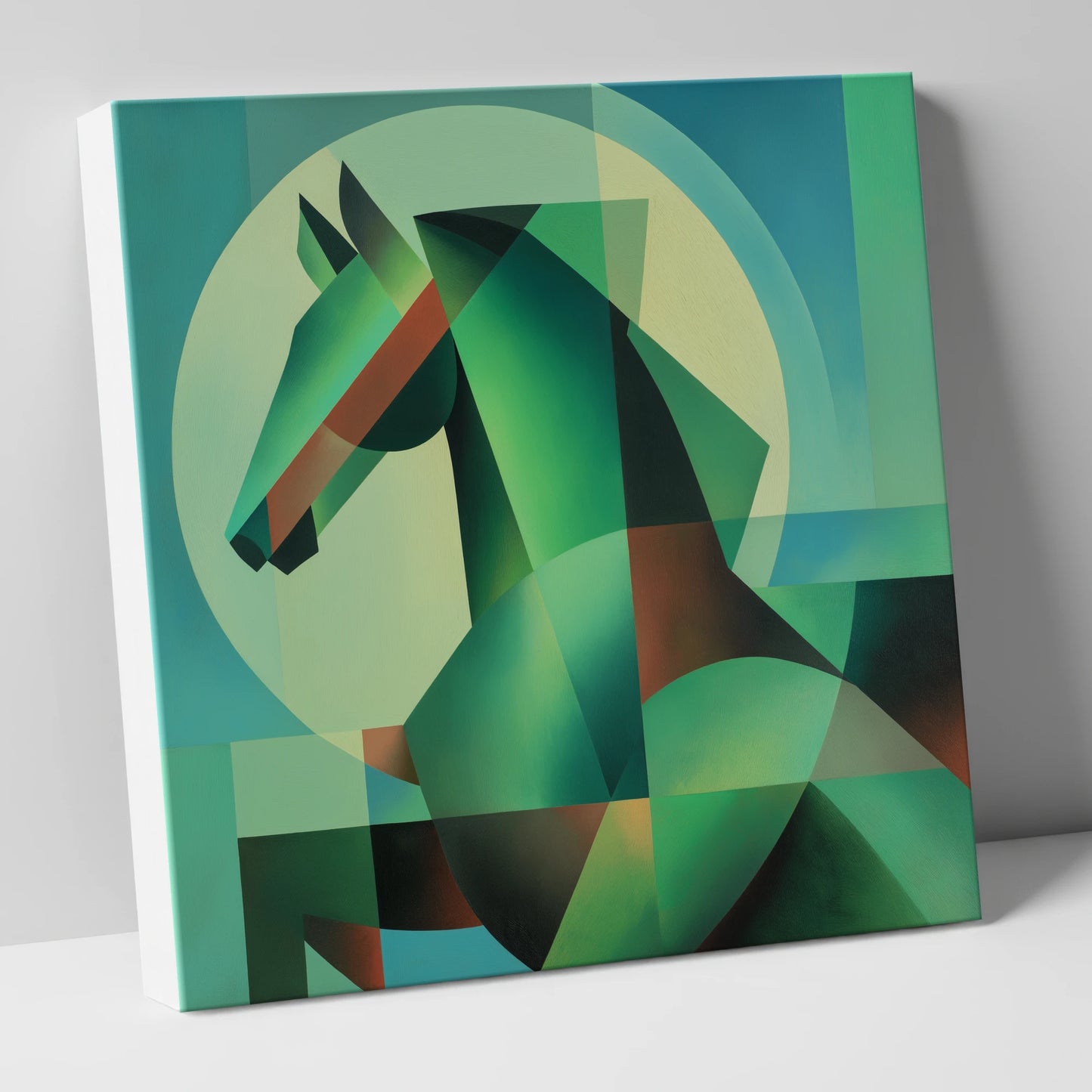 Geometric Emerald Profile horse portrait canvas wall art
