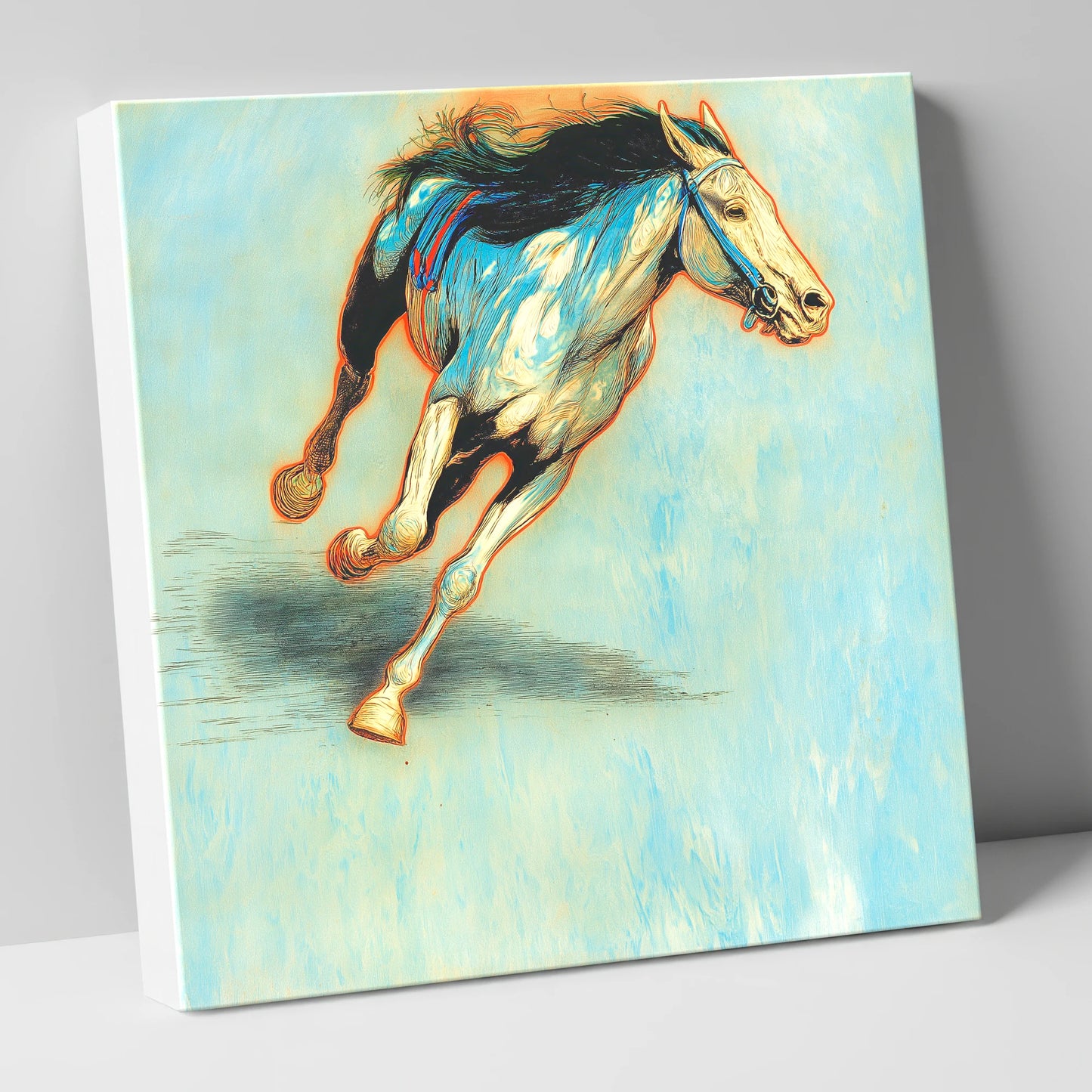 Cerulean Sprint racing horse canvas wall art