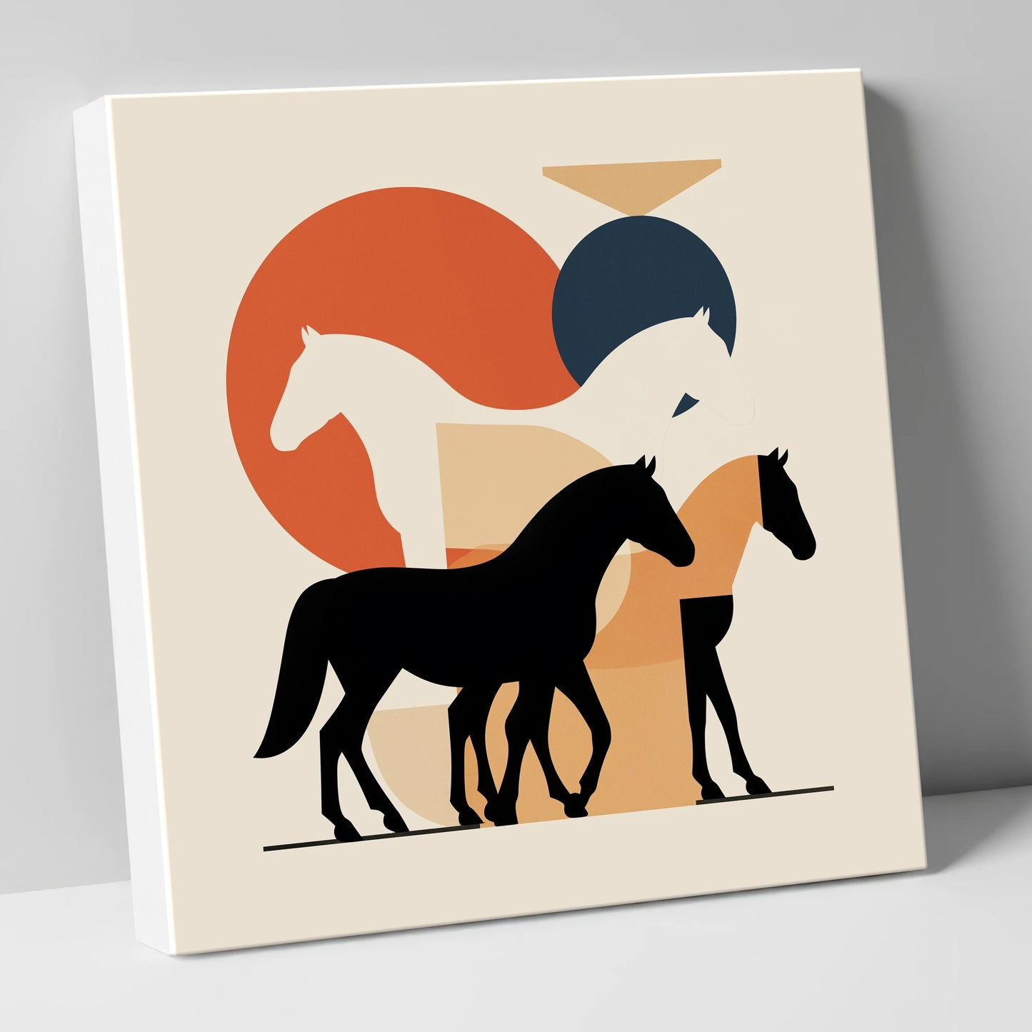 Mid-Century Equine Form wild horses canvas wall art
