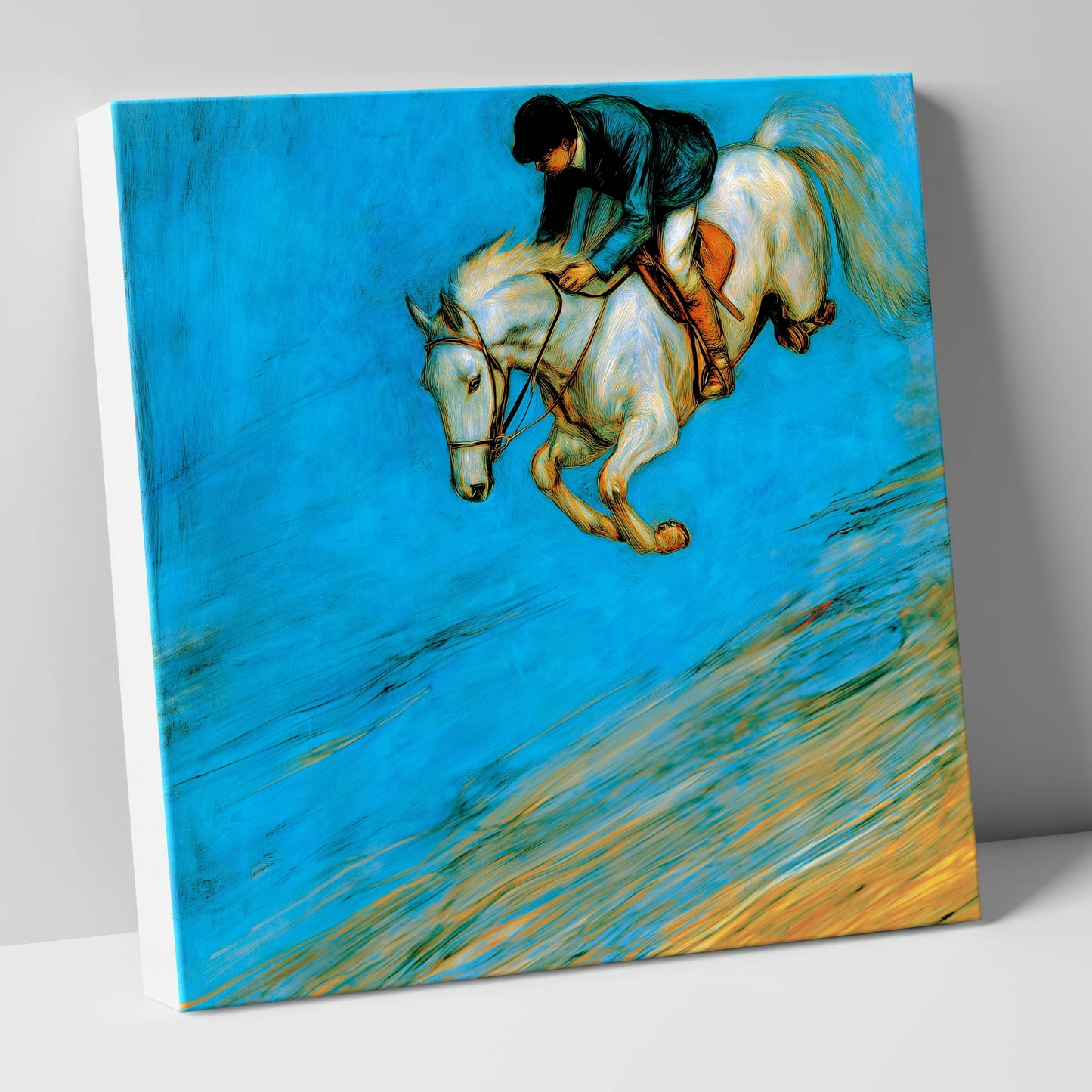 Cerulean Flight show jumping horse canvas wall art