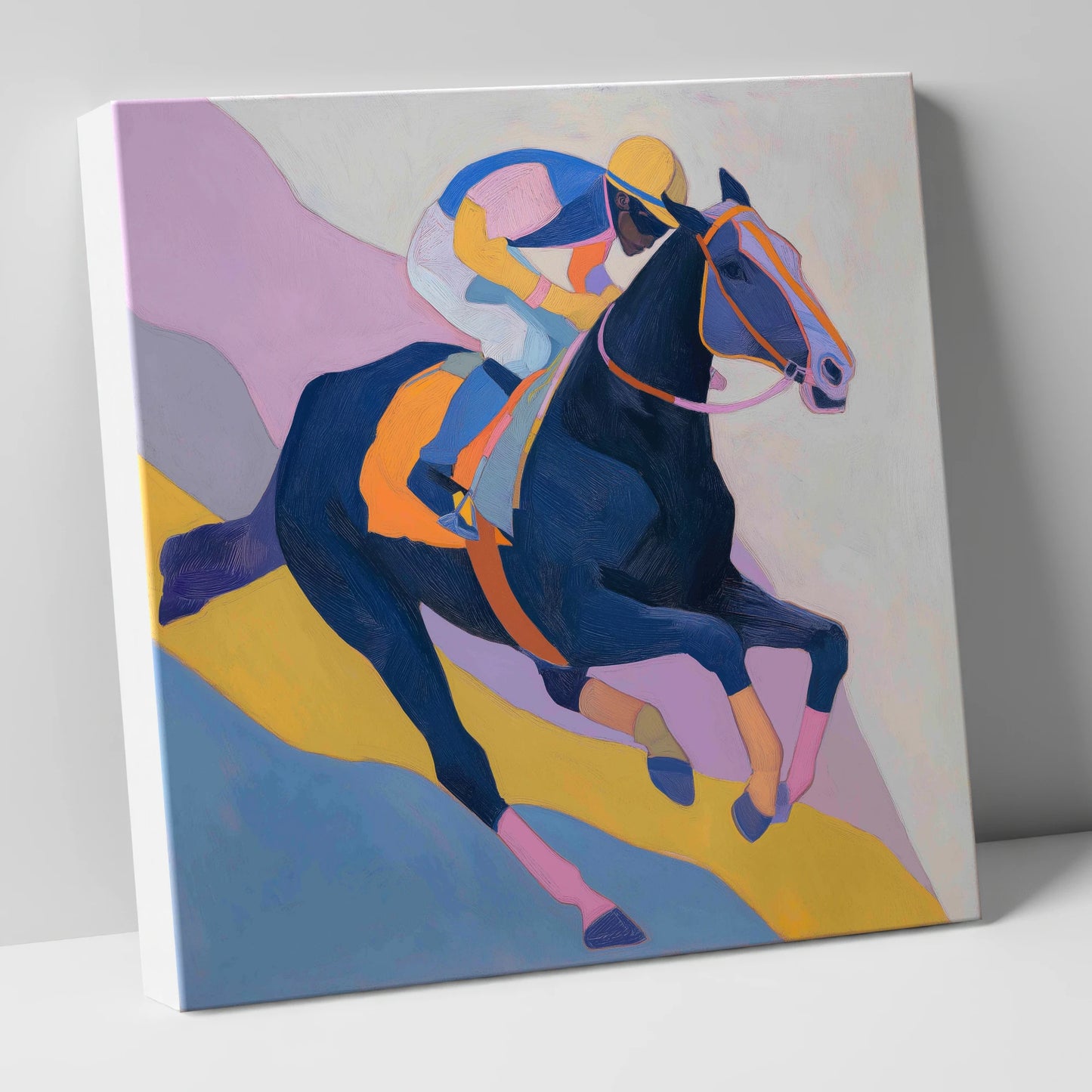 Vibrant Racing Stride racing horse canvas wall art
