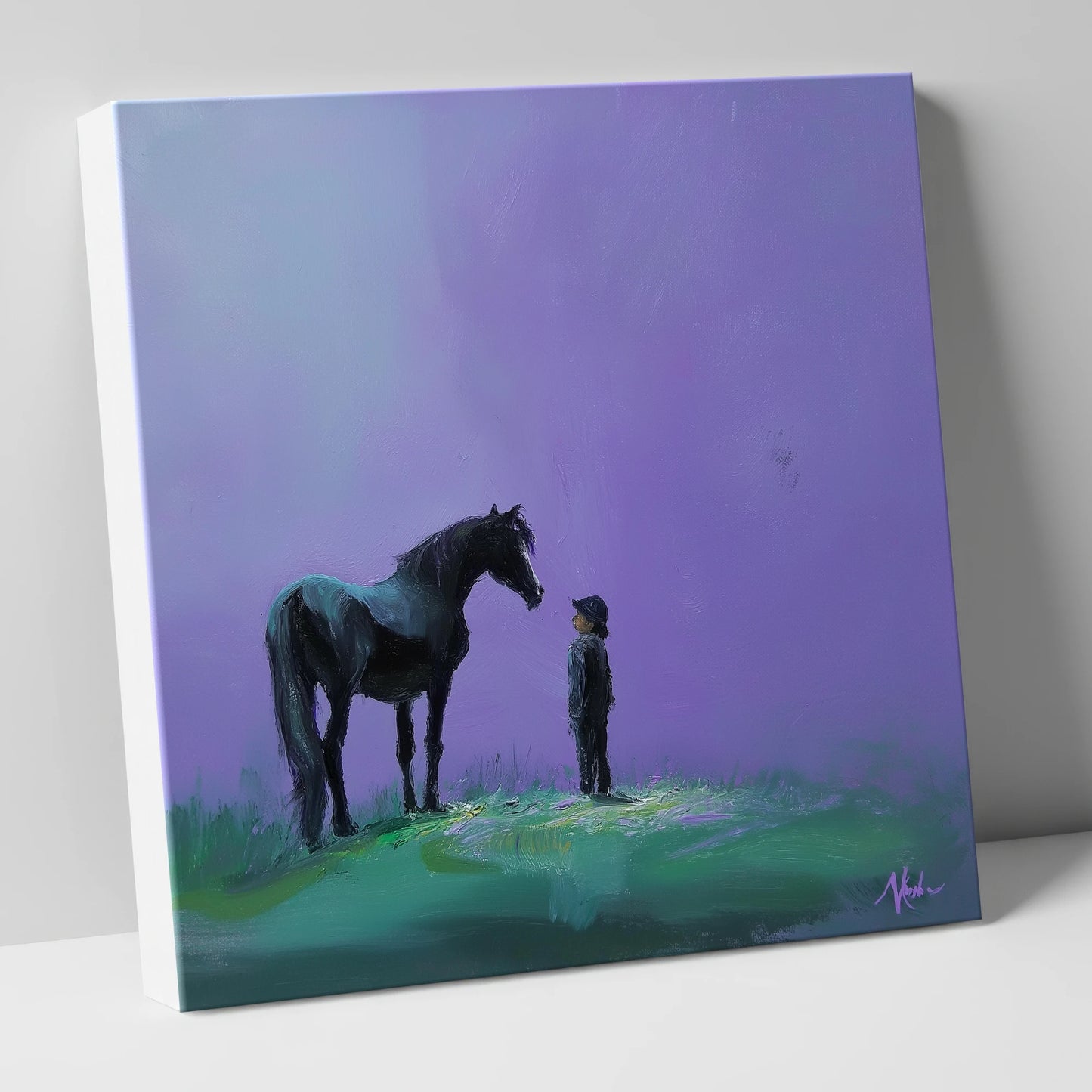 Shared Silence horse & rider canvas wall art