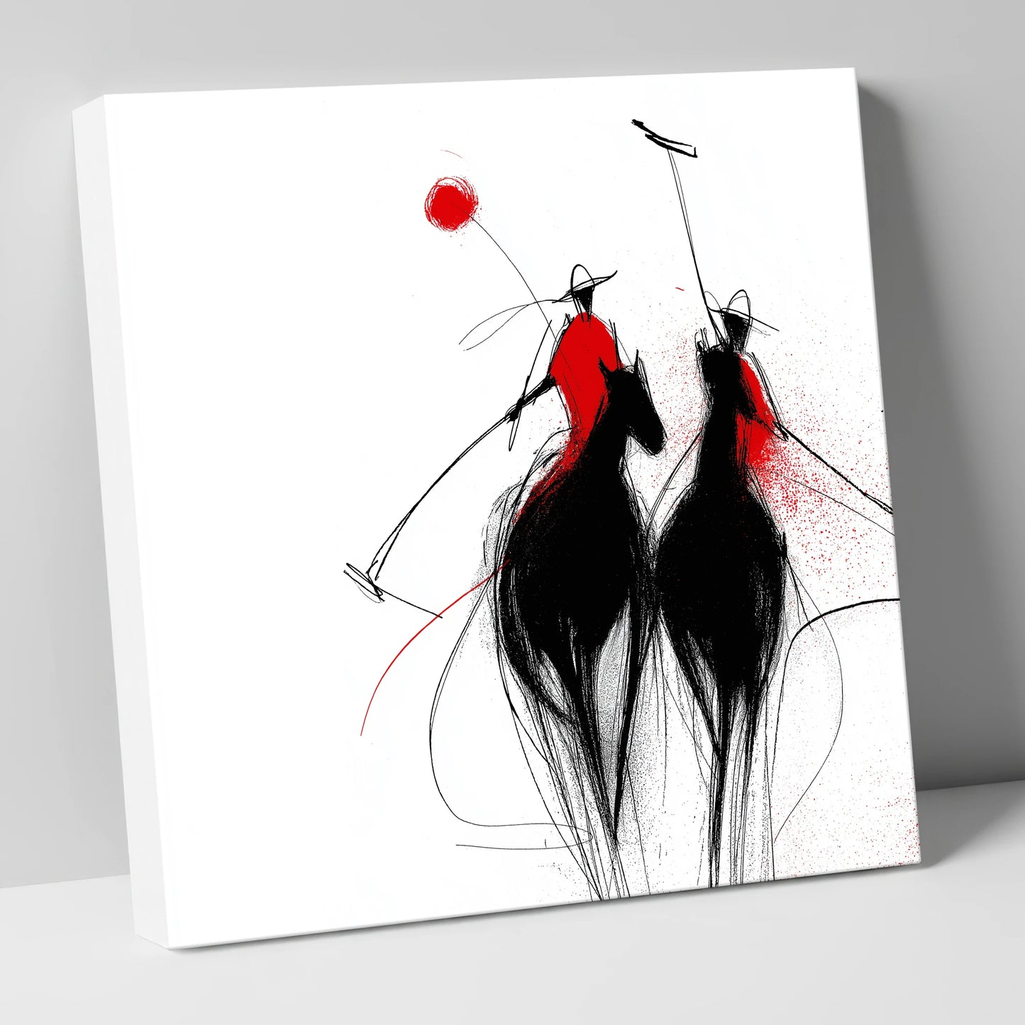 Crimson Chukka polo horse canvas wall art