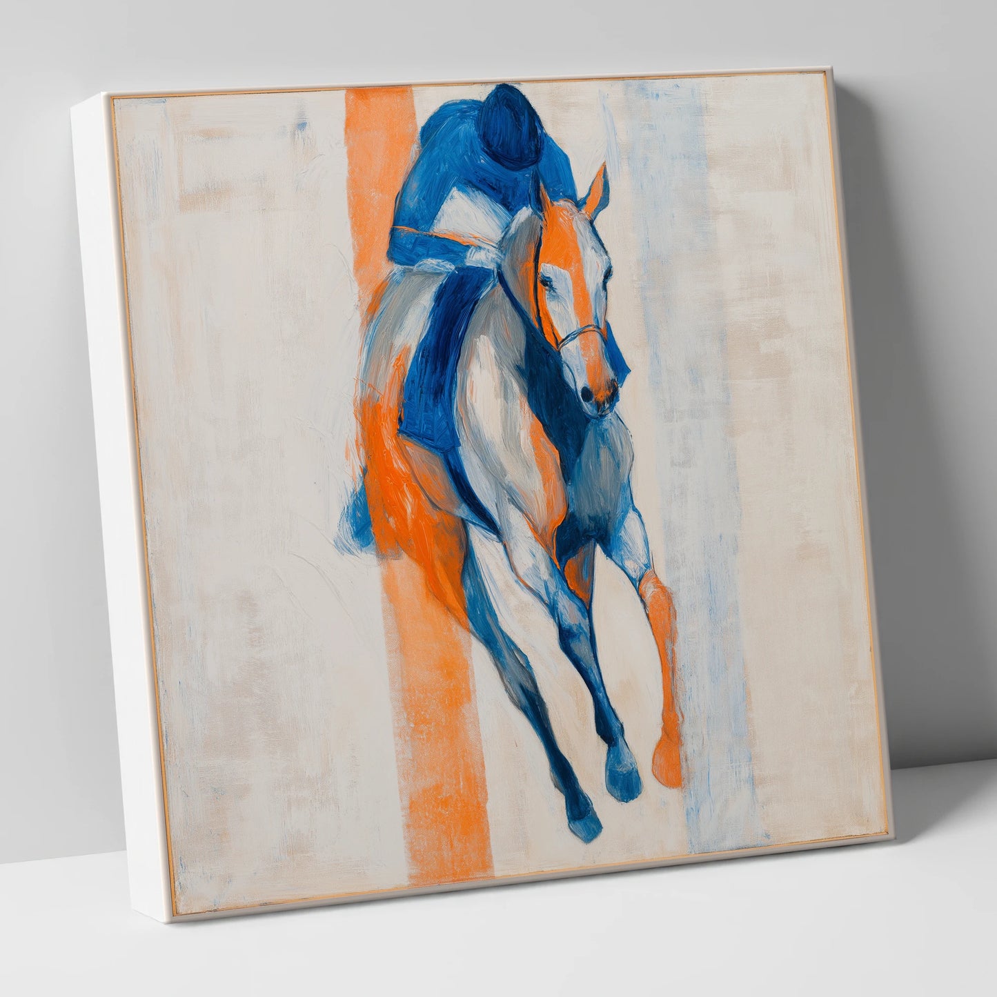 Velocity in Blue racing horse canvas wall art