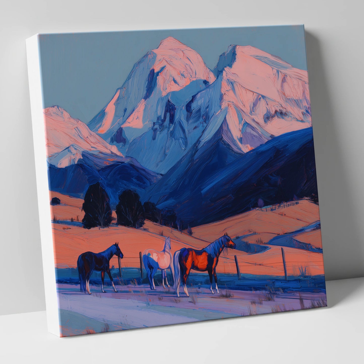 Mountain Alpenglow Pastures horse landscape canvas wall art