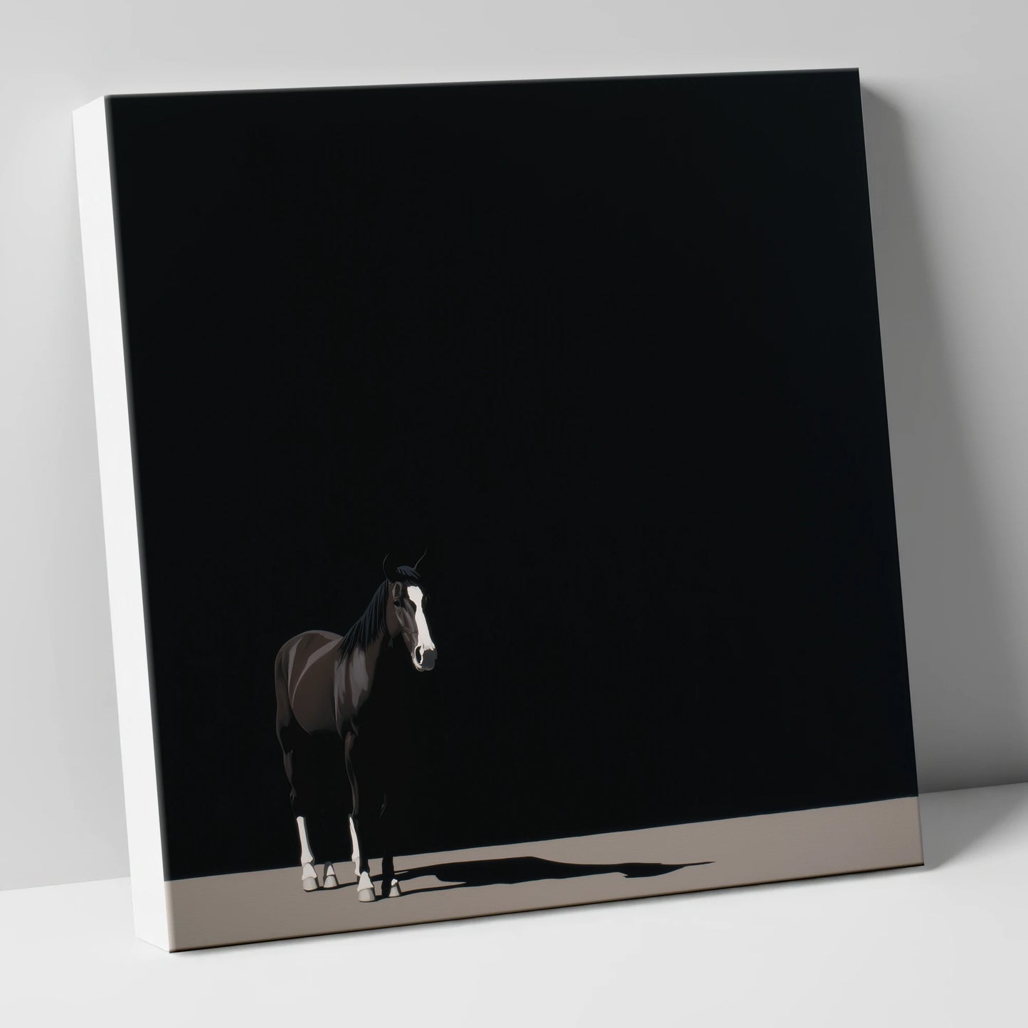 Solitary in Shadow horse portrait canvas wall art