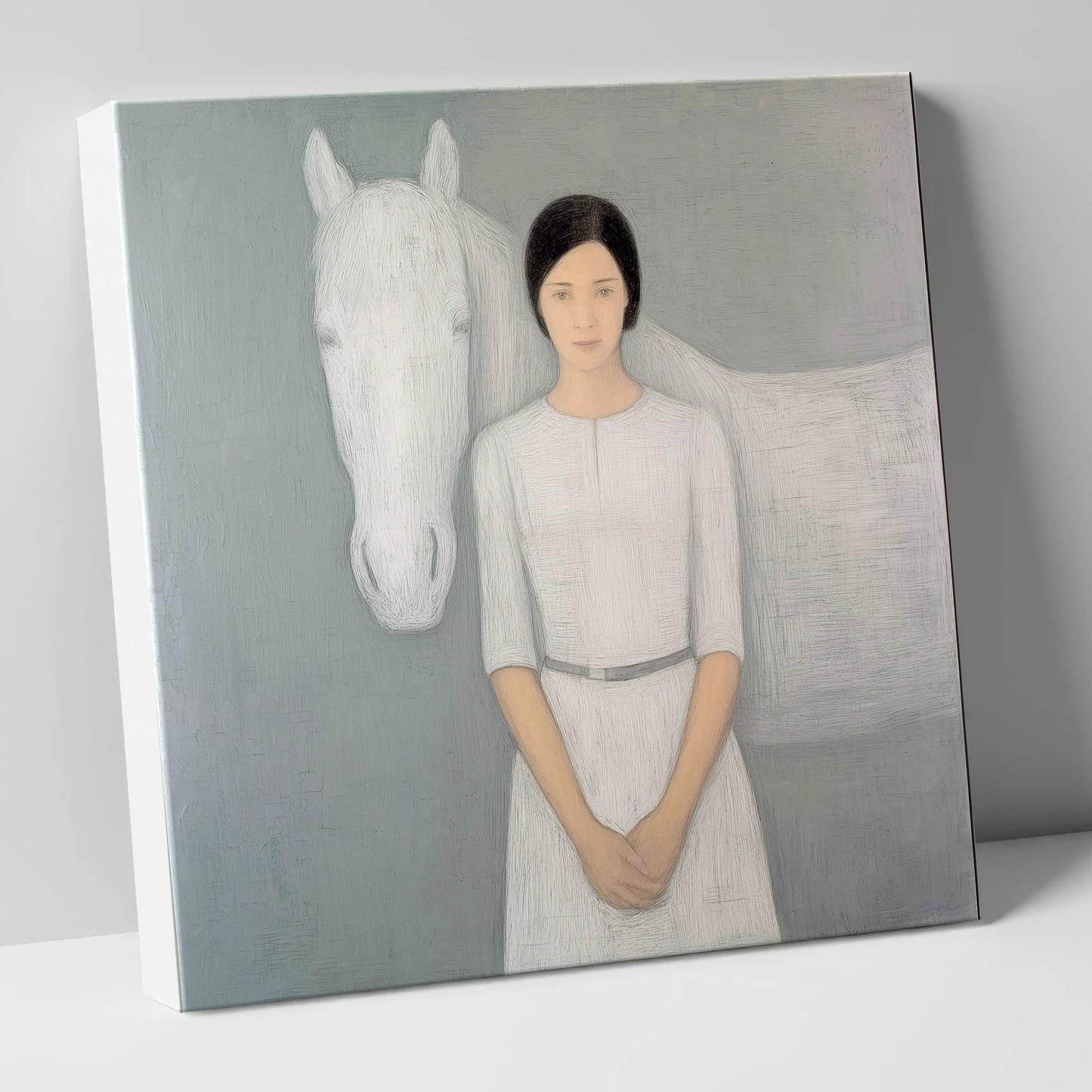 Quiet Connection horse & rider canvas wall art