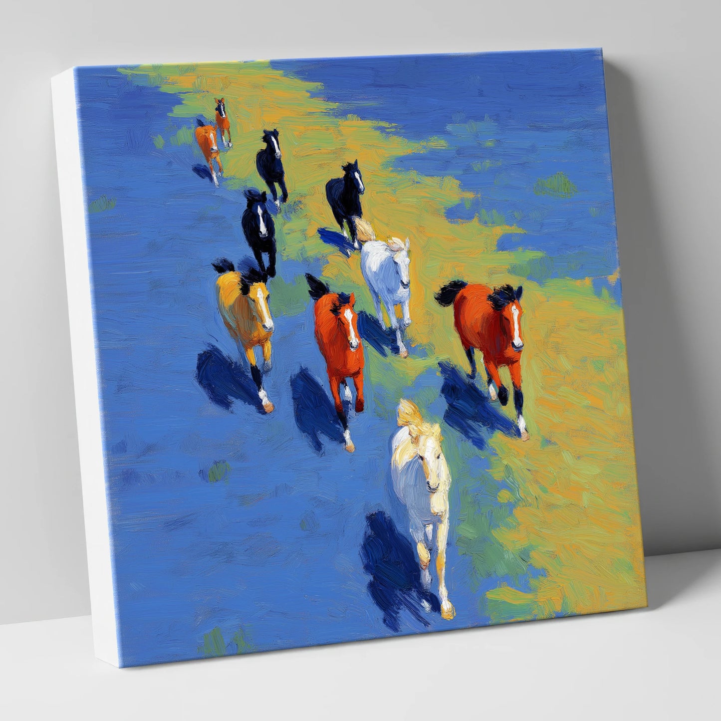 Sunlit Azure Gallop wild horses canvas wall art