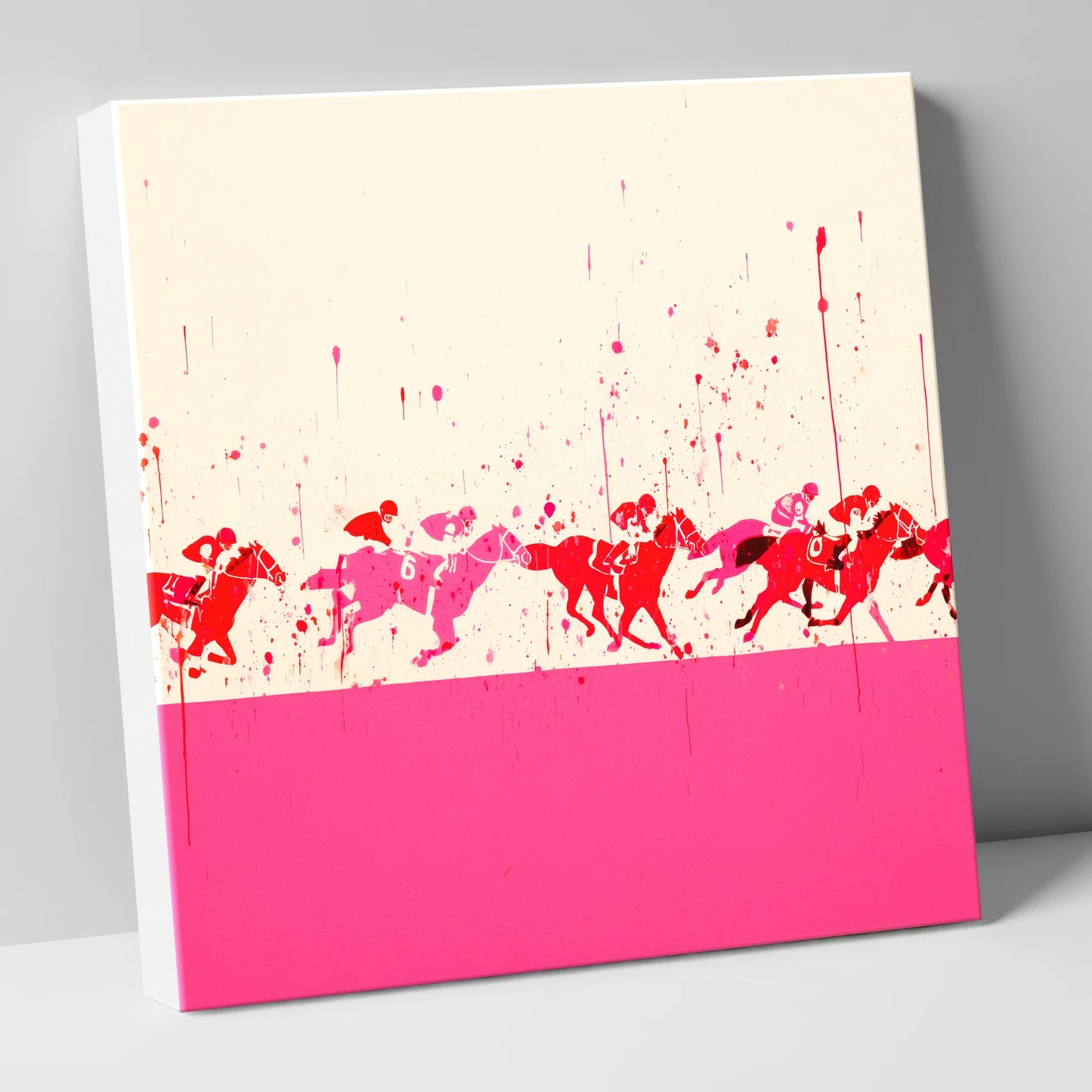 Crimson Surge racing horse canvas wall art