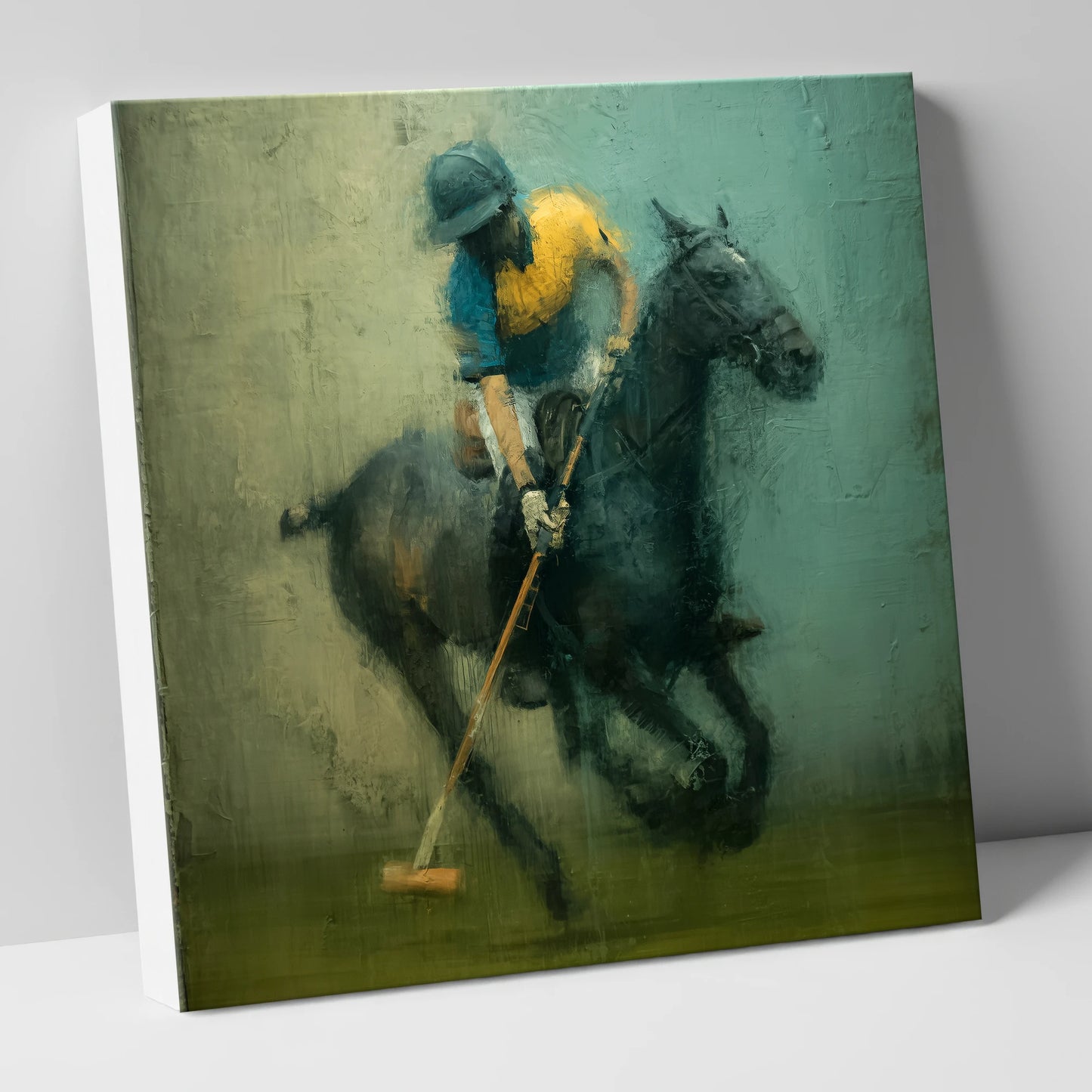 Midfield Strike polo horse canvas wall art