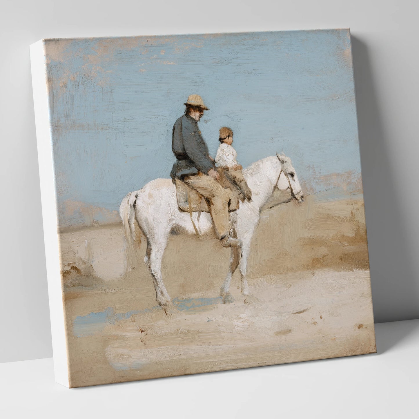 The First Hack horse & rider canvas wall art