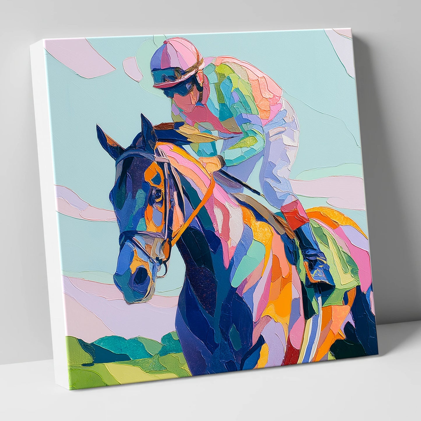 Technicolour Sprint racing horse canvas wall art