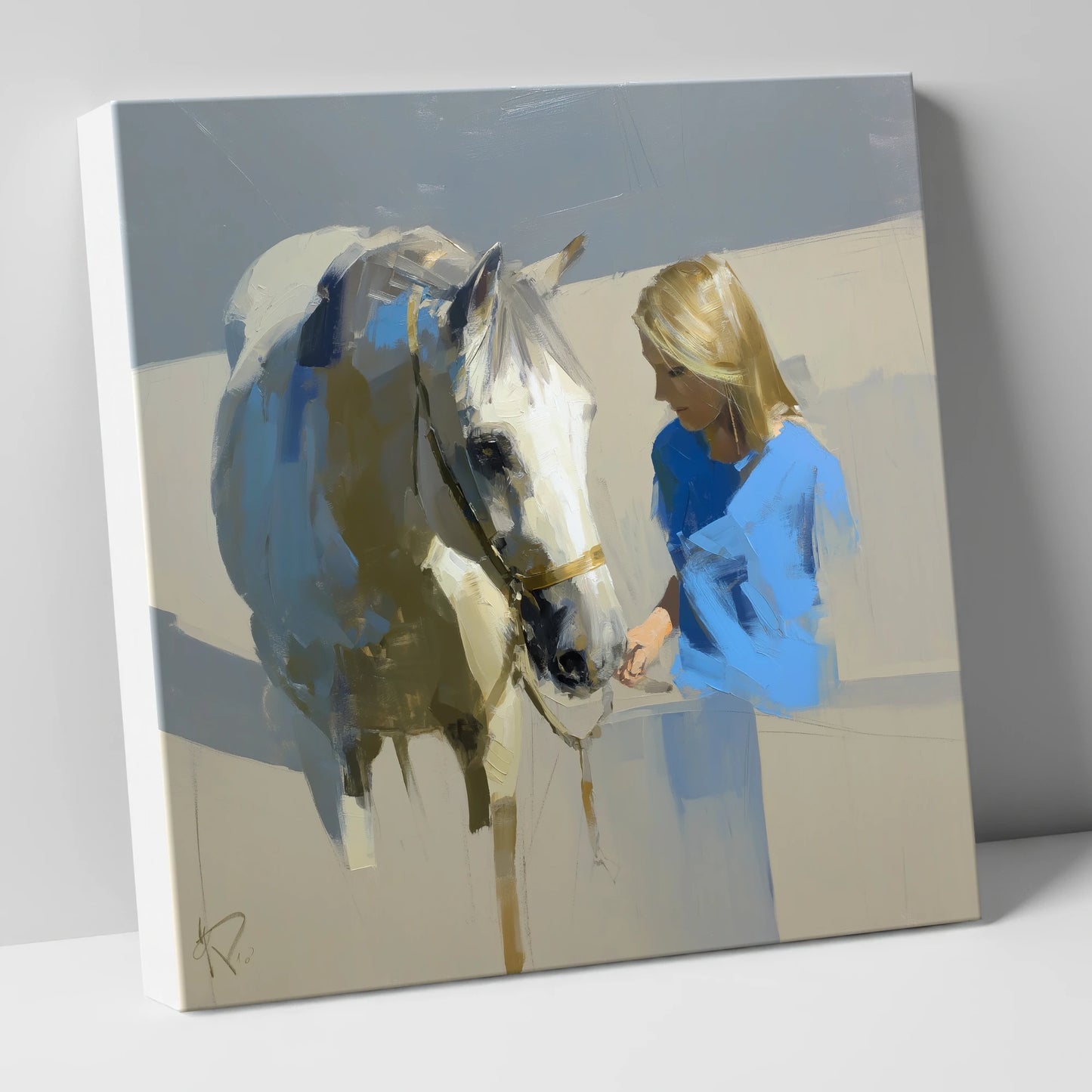 Quiet Connection horse & rider canvas wall art