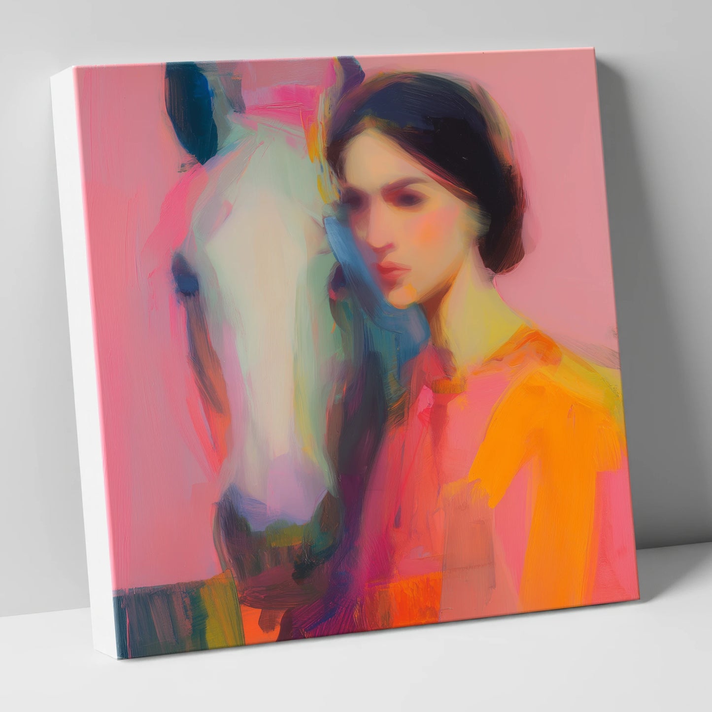 Vibrant Connection horse & rider canvas wall art