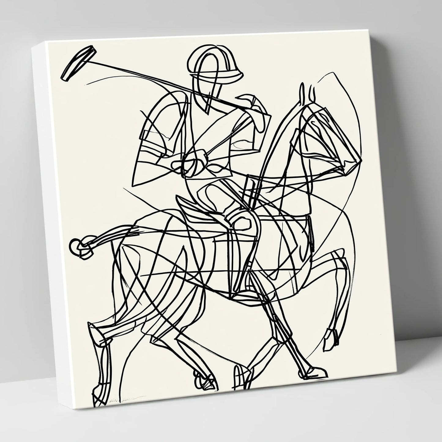 Linear Polo Strike polo horse canvas wall art