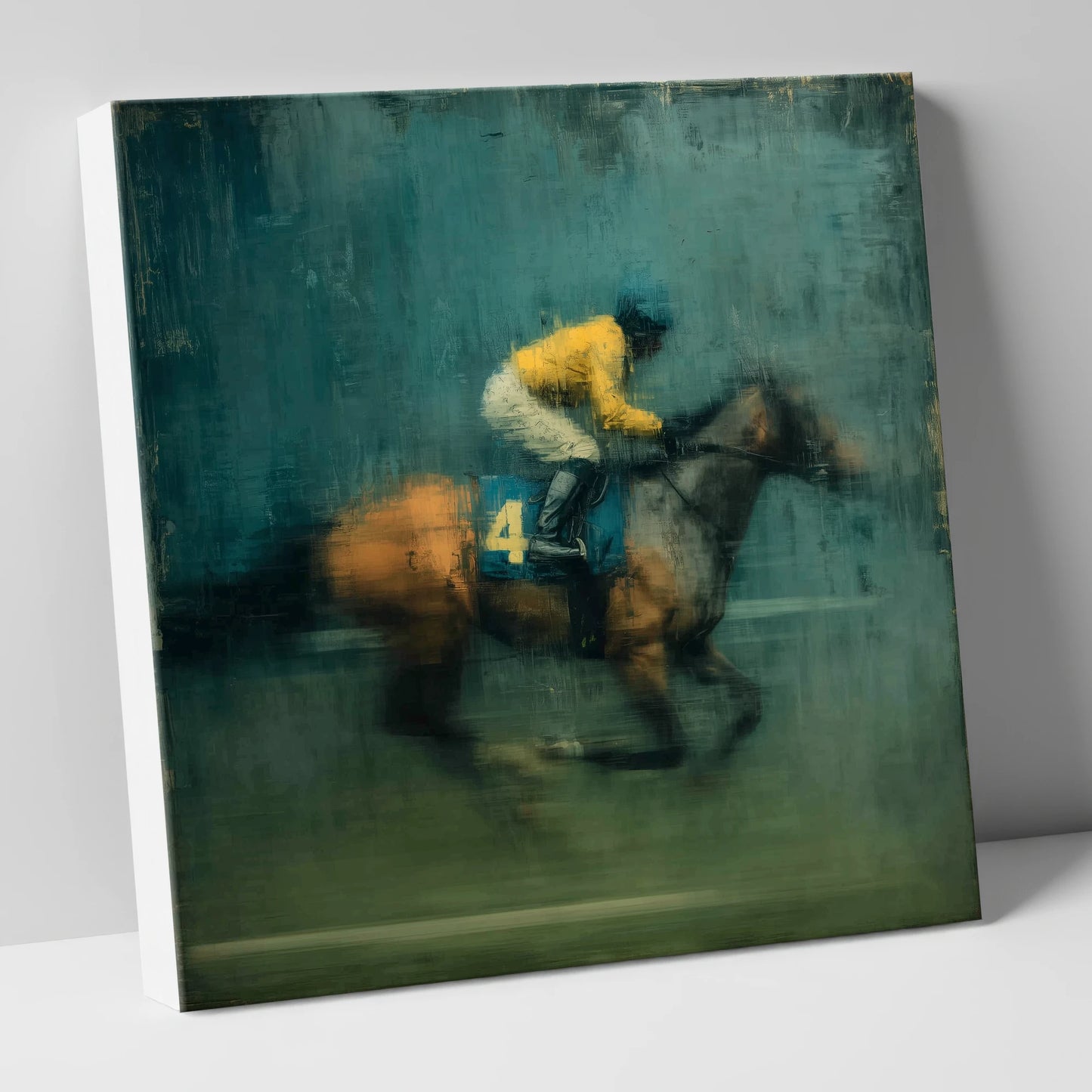 Velocity in Yellow racing horse canvas wall art