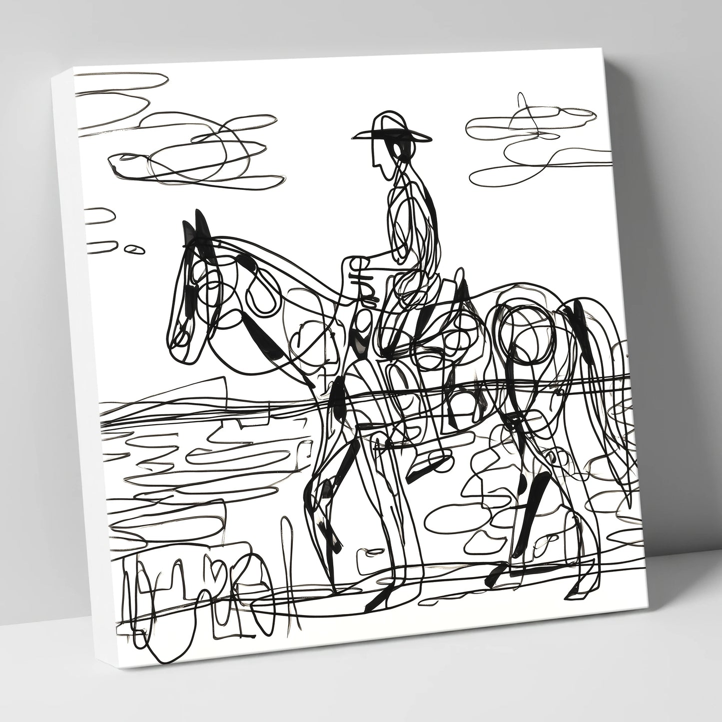 Linear Beach Ride beach horse canvas wall art