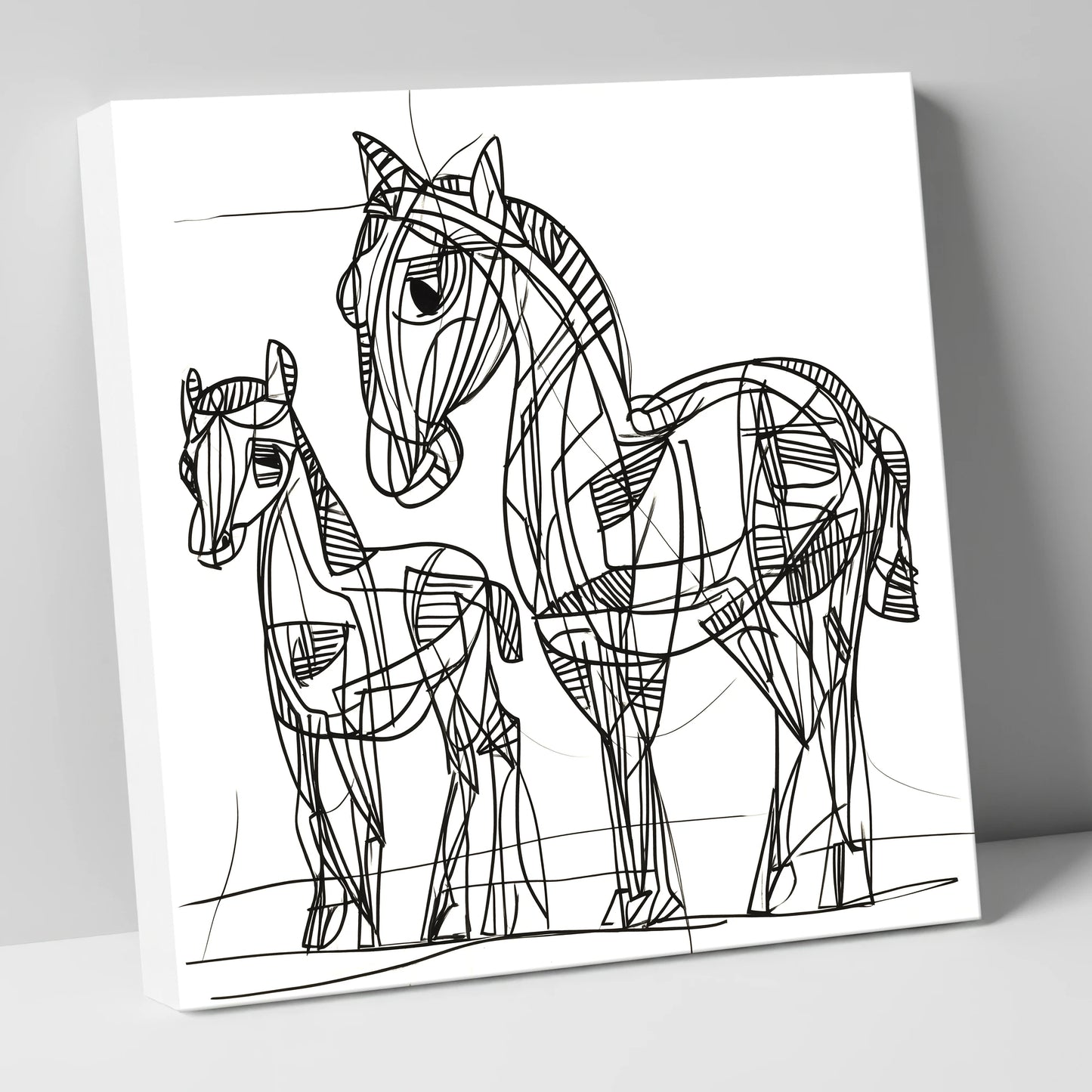 Linear Equine Bond mare & foal canvas wall art