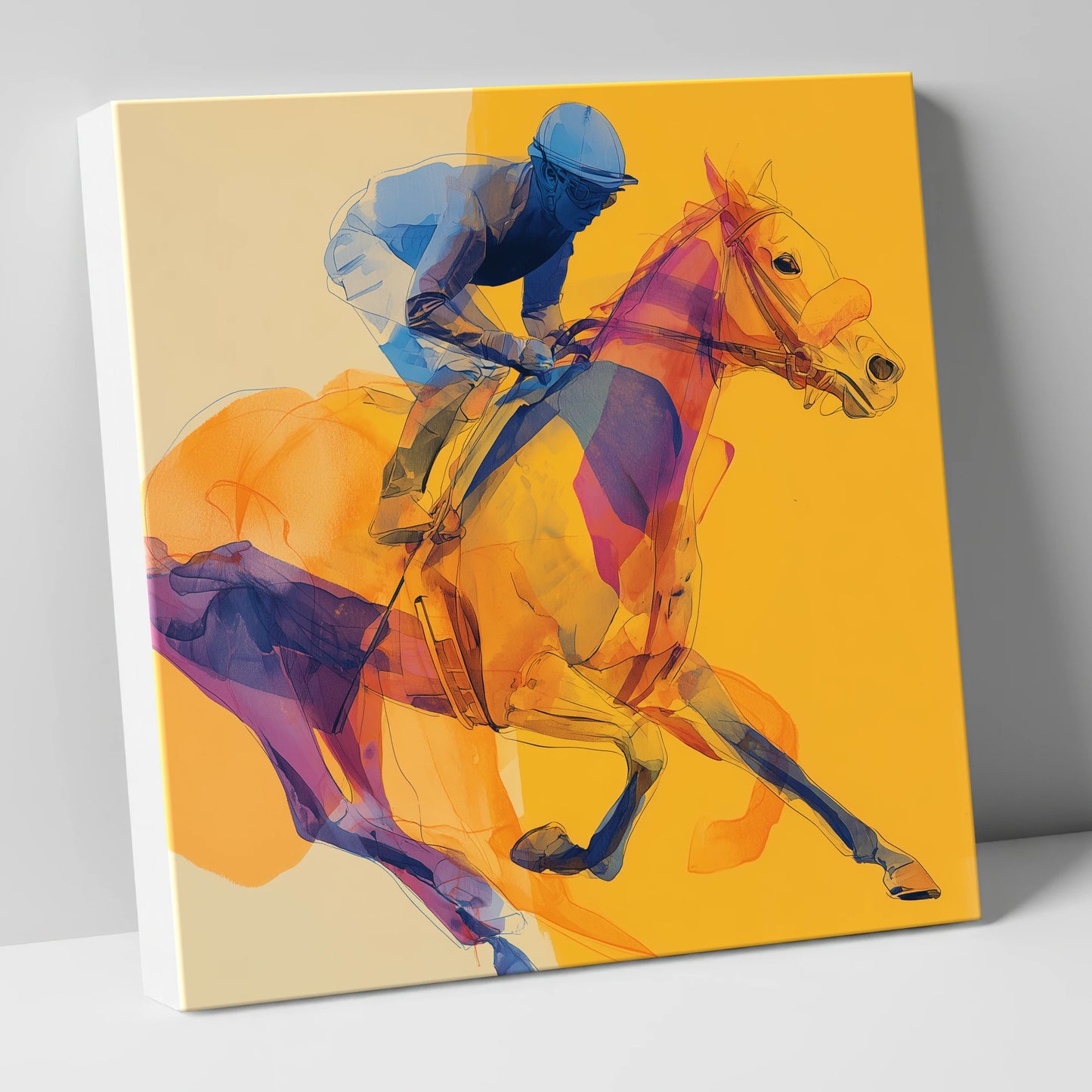 Cobalt Racing Stride racing horse canvas wall art
