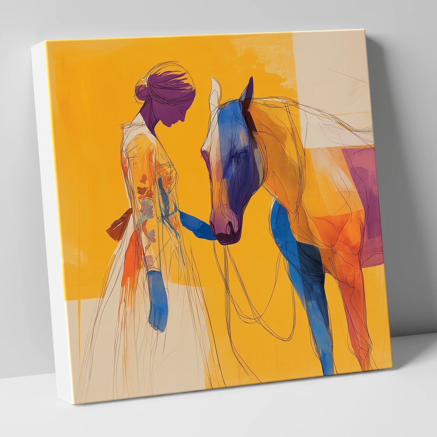 Vibrant Connection horse & rider canvas wall art
