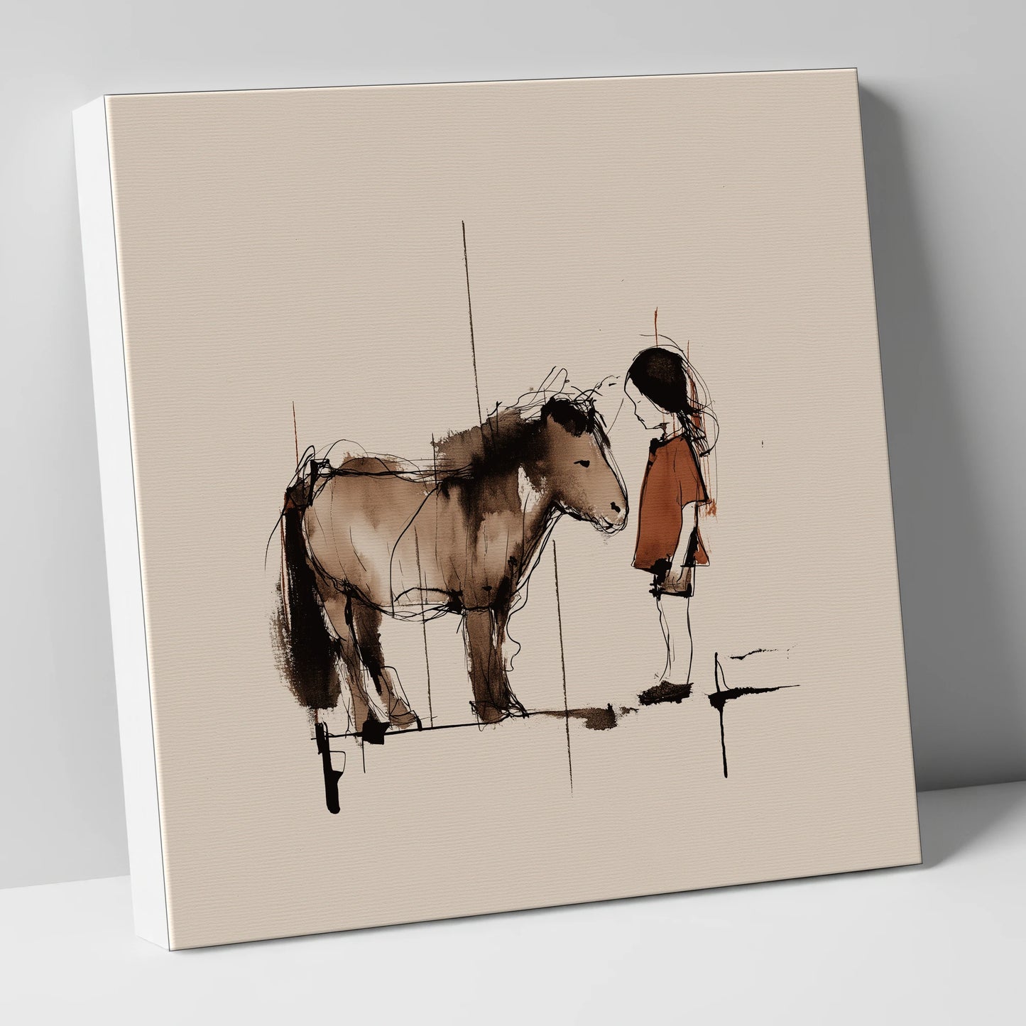 Silent Understanding horse & rider canvas wall art