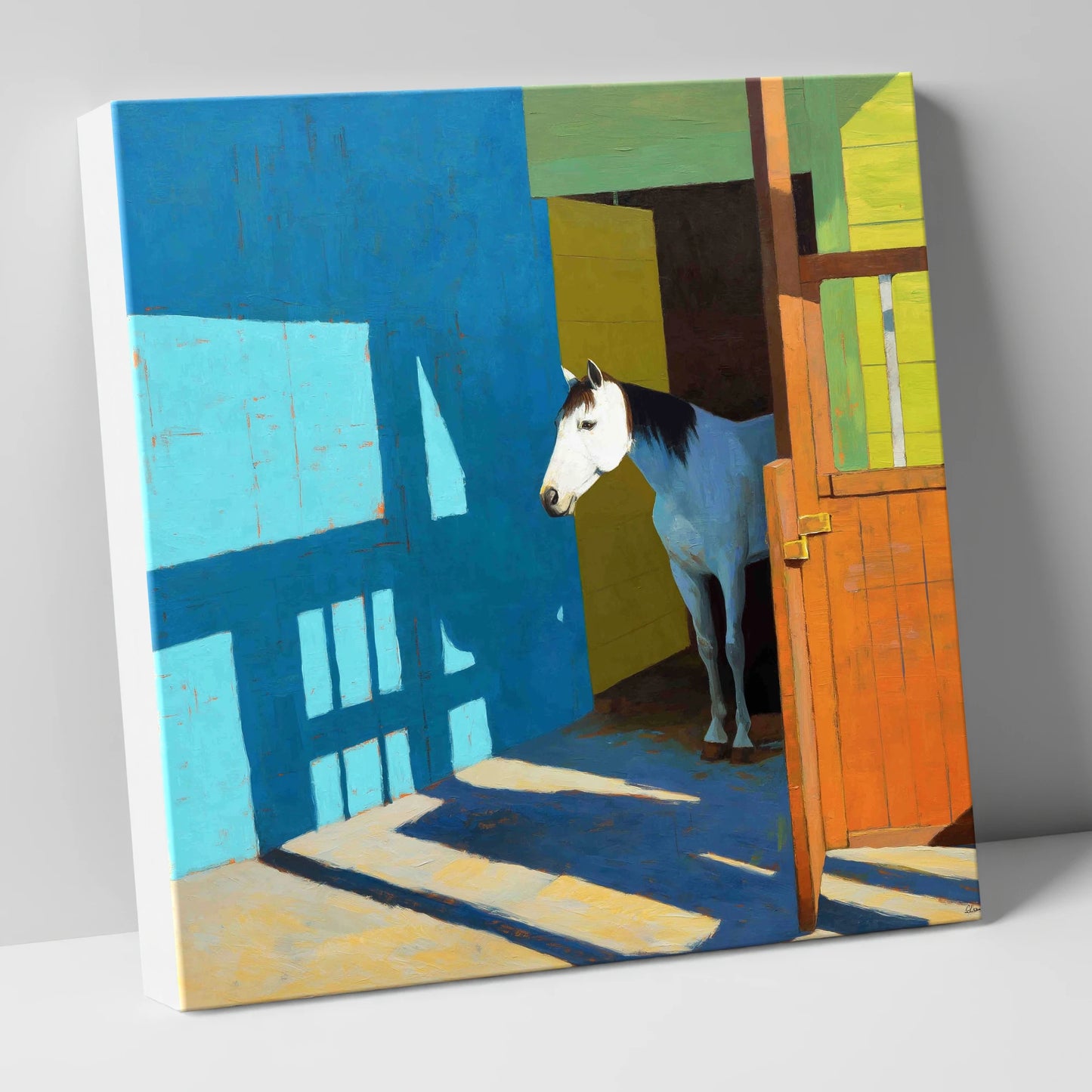 Sunlight on the Yard horse stable canvas wall art