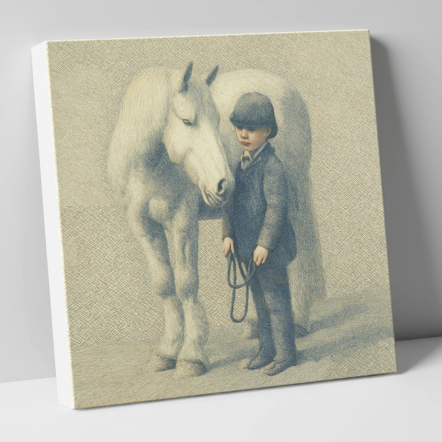 The Young Handler horse & rider canvas wall art
