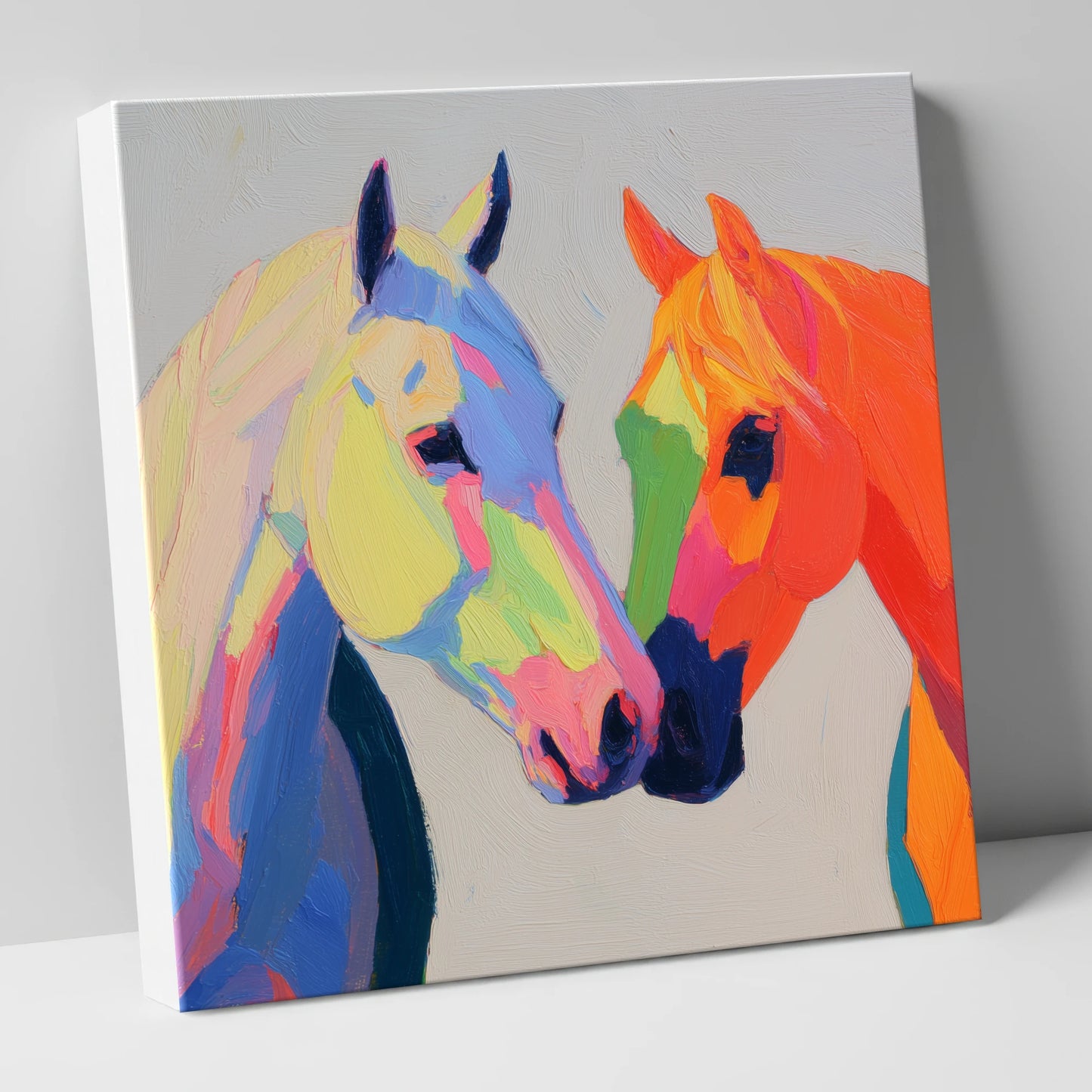 Technicolour Companions horse portrait canvas wall art