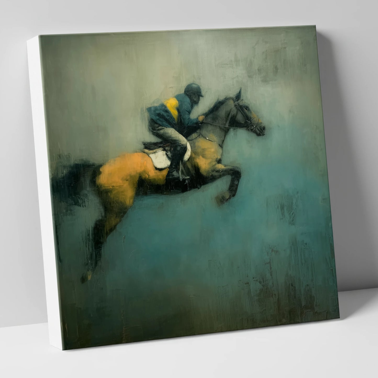 Suspended Momentum show jumping horse canvas wall art
