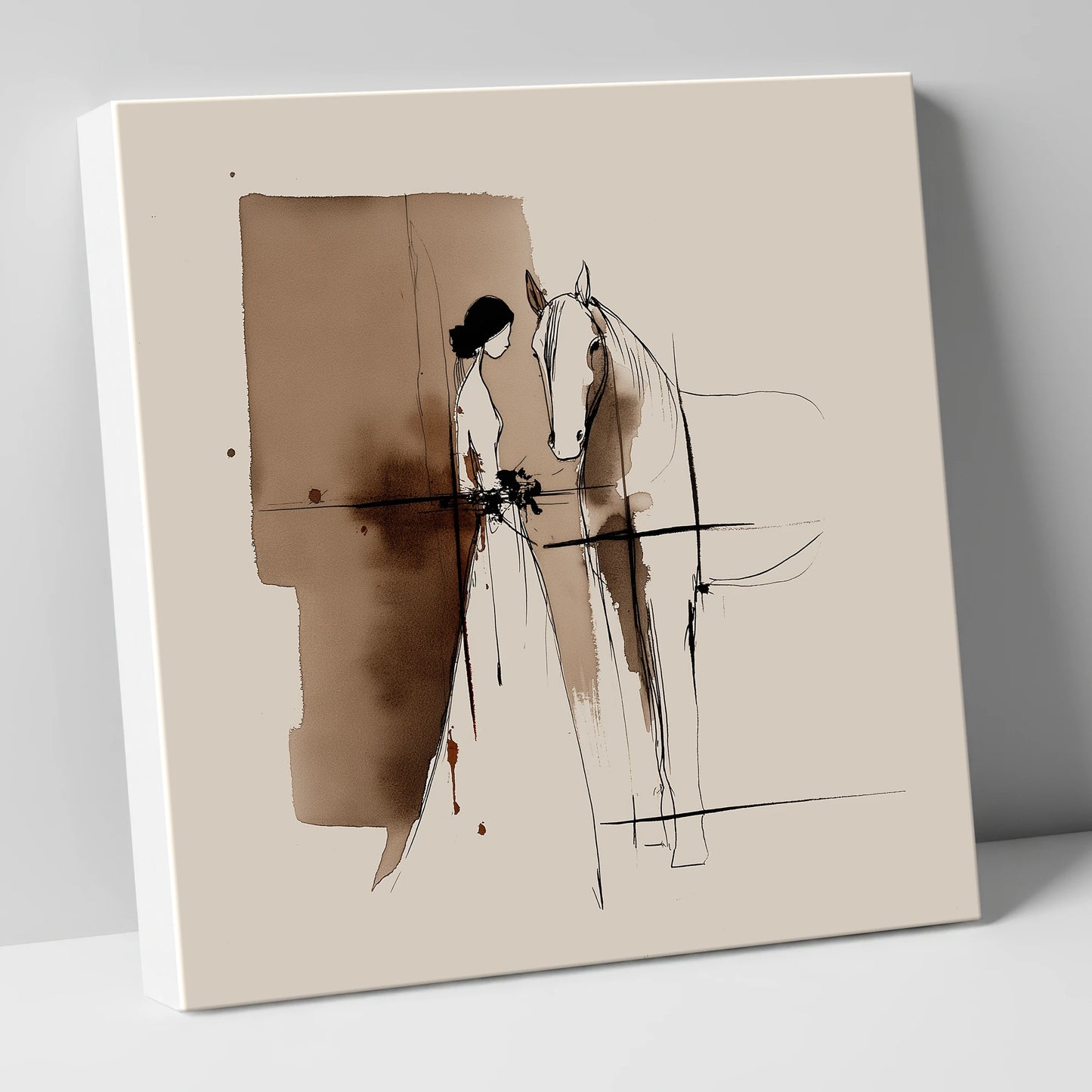 Silent Devotion horse & rider canvas wall art