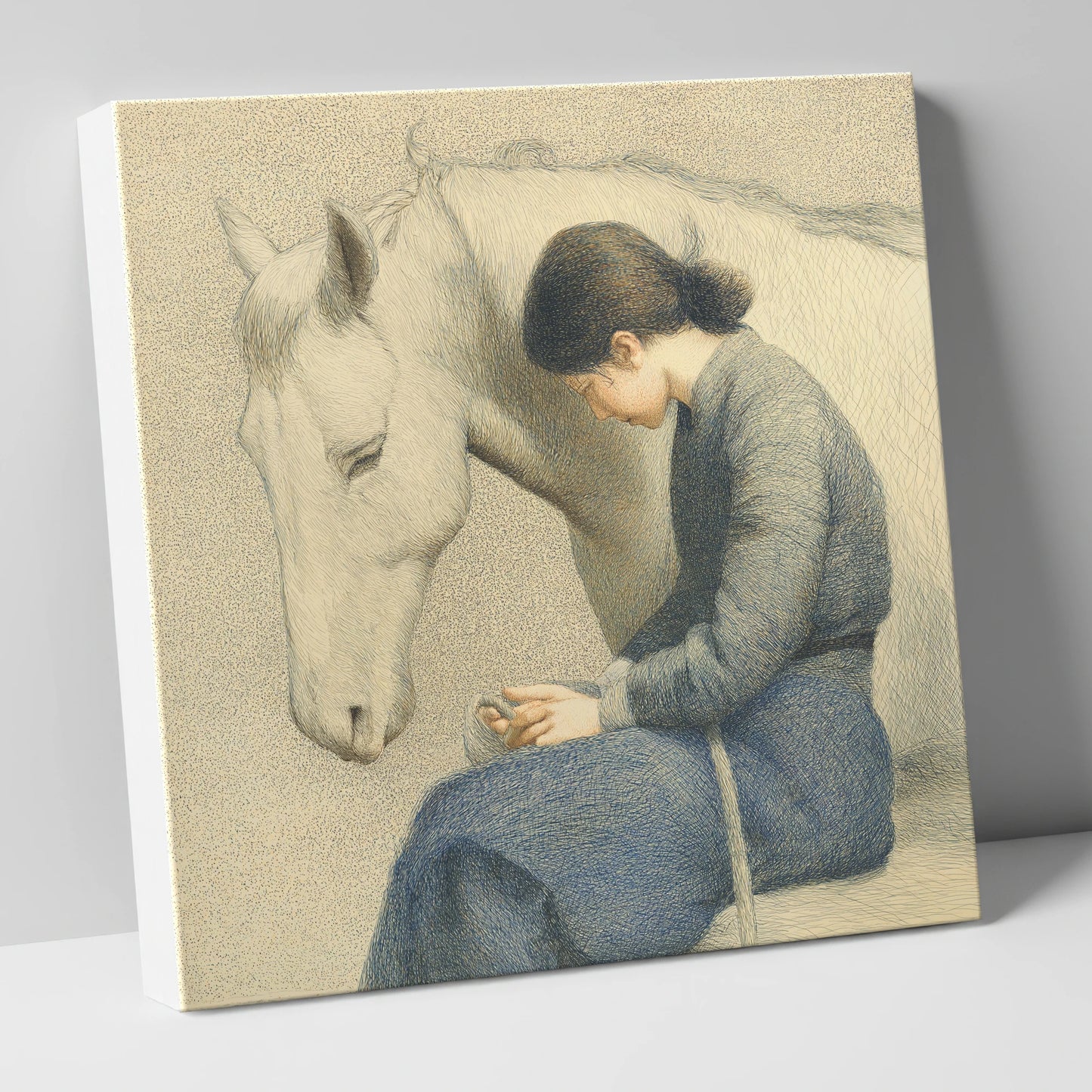 Solace in Stillness horse & rider canvas wall art