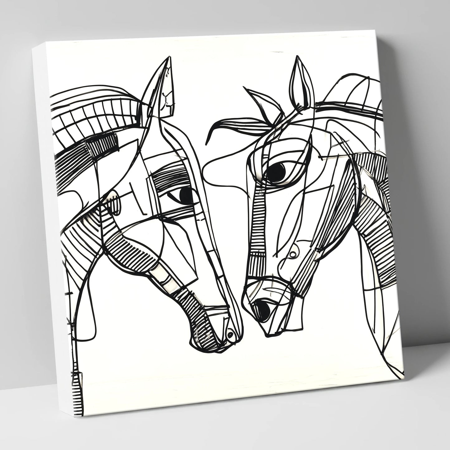 Linear Equine Connection horse portrait canvas wall art
