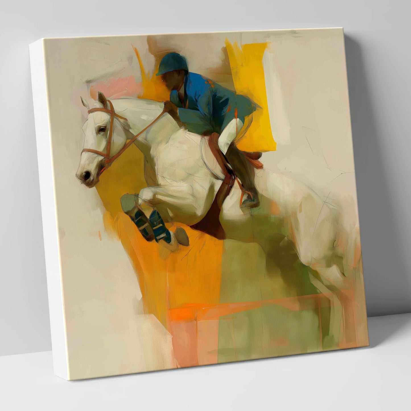 The Moment of Suspension show jumping horse canvas wall art