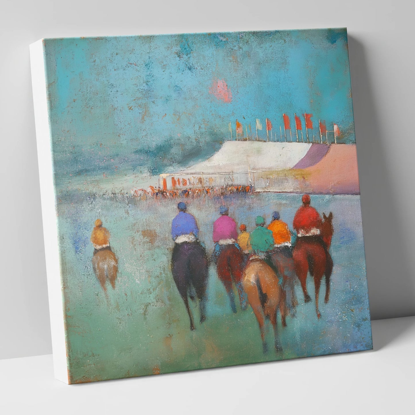 Heading to the Post racing horse canvas wall art