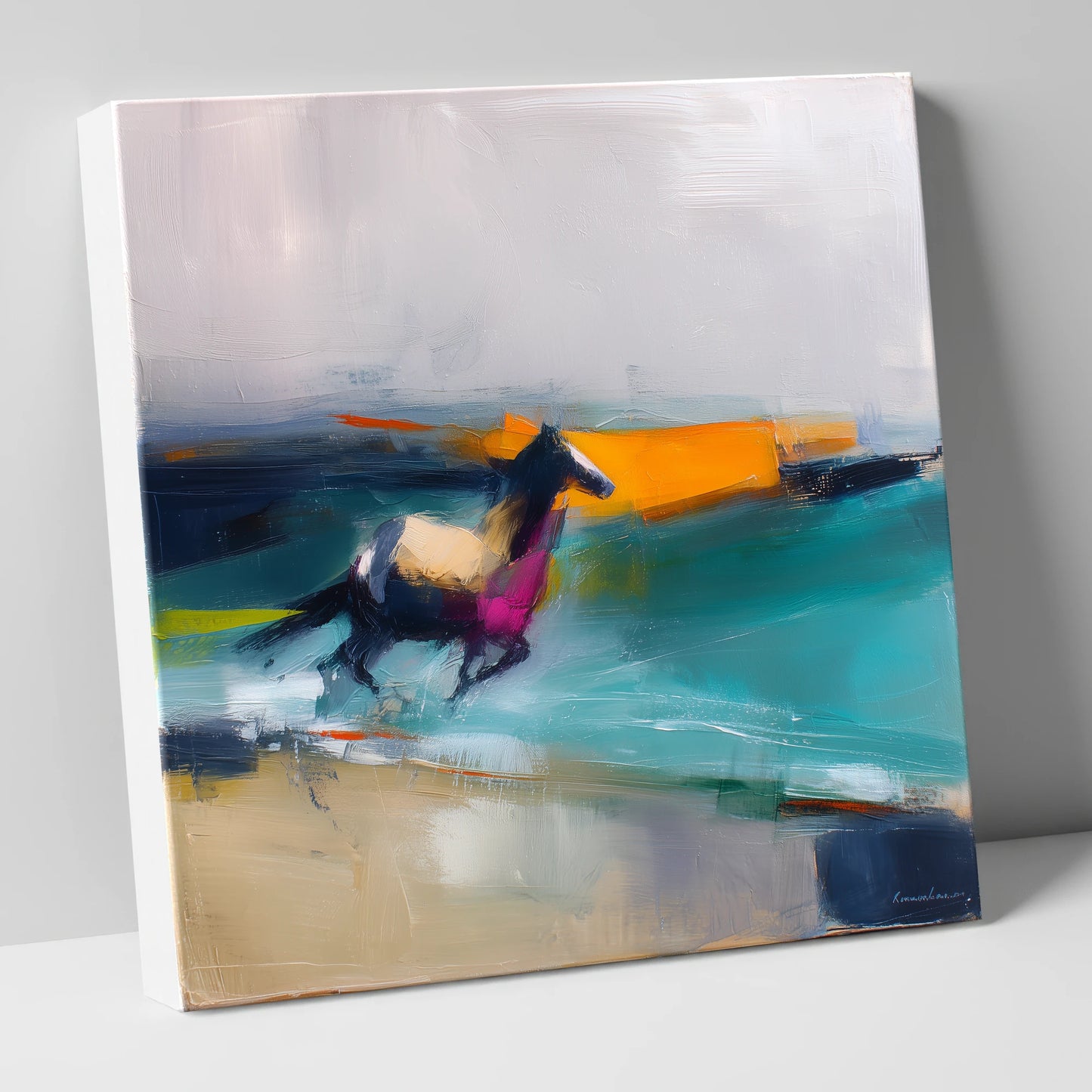 Vivid Coastal Gallop beach horse canvas wall art