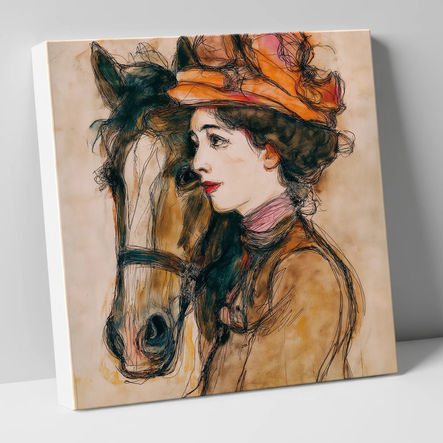 A Shared Silence horse & rider canvas wall art