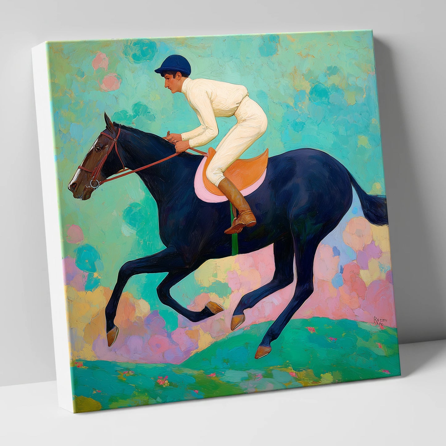 The Indigo Gallop racing horse canvas wall art